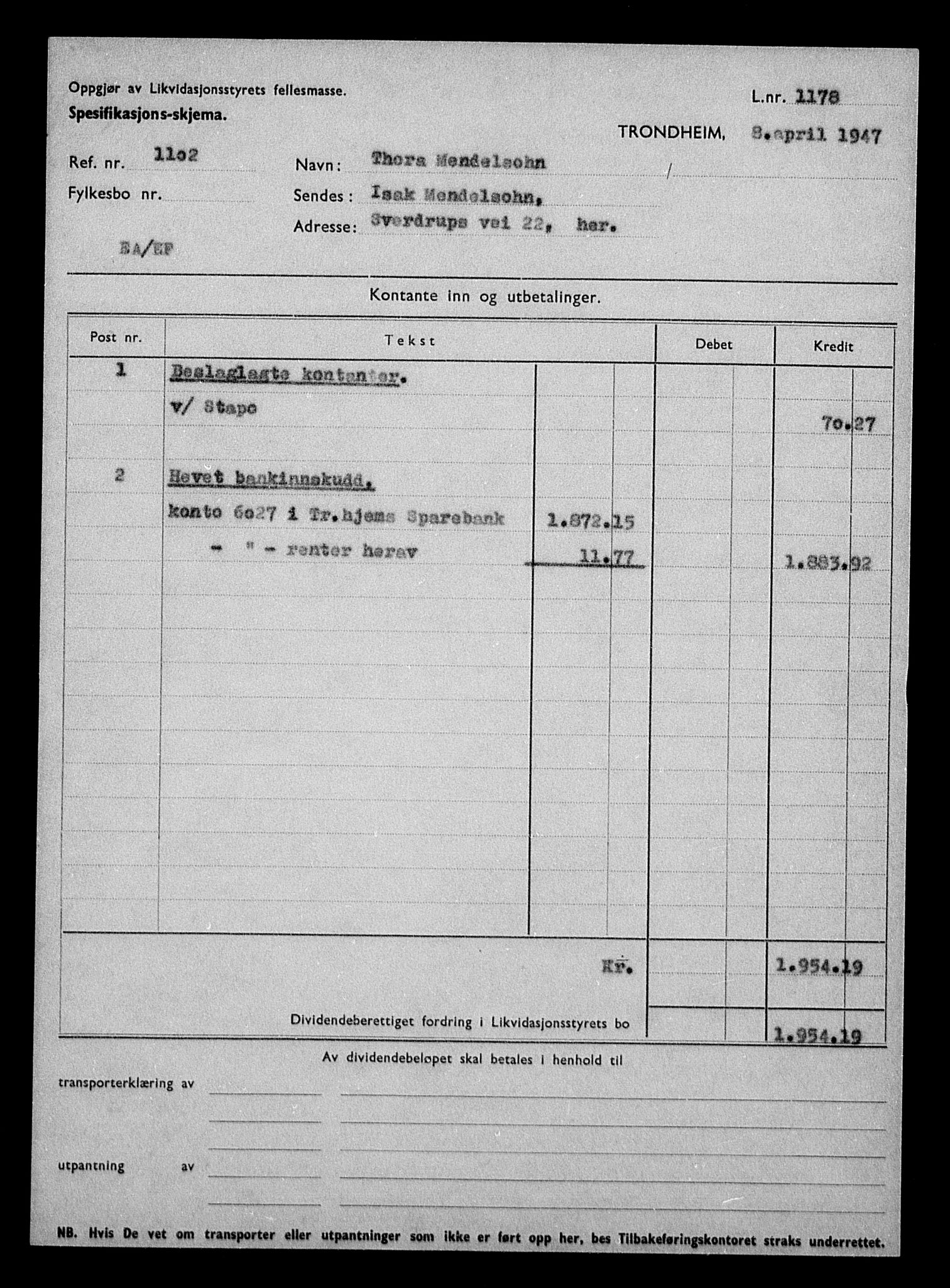 Justisdepartementet, Tilbakeføringskontoret for inndratte formuer, AV/RA-S-1564/H/Hc/Hca/L0905: --, 1945-1947, p. 565