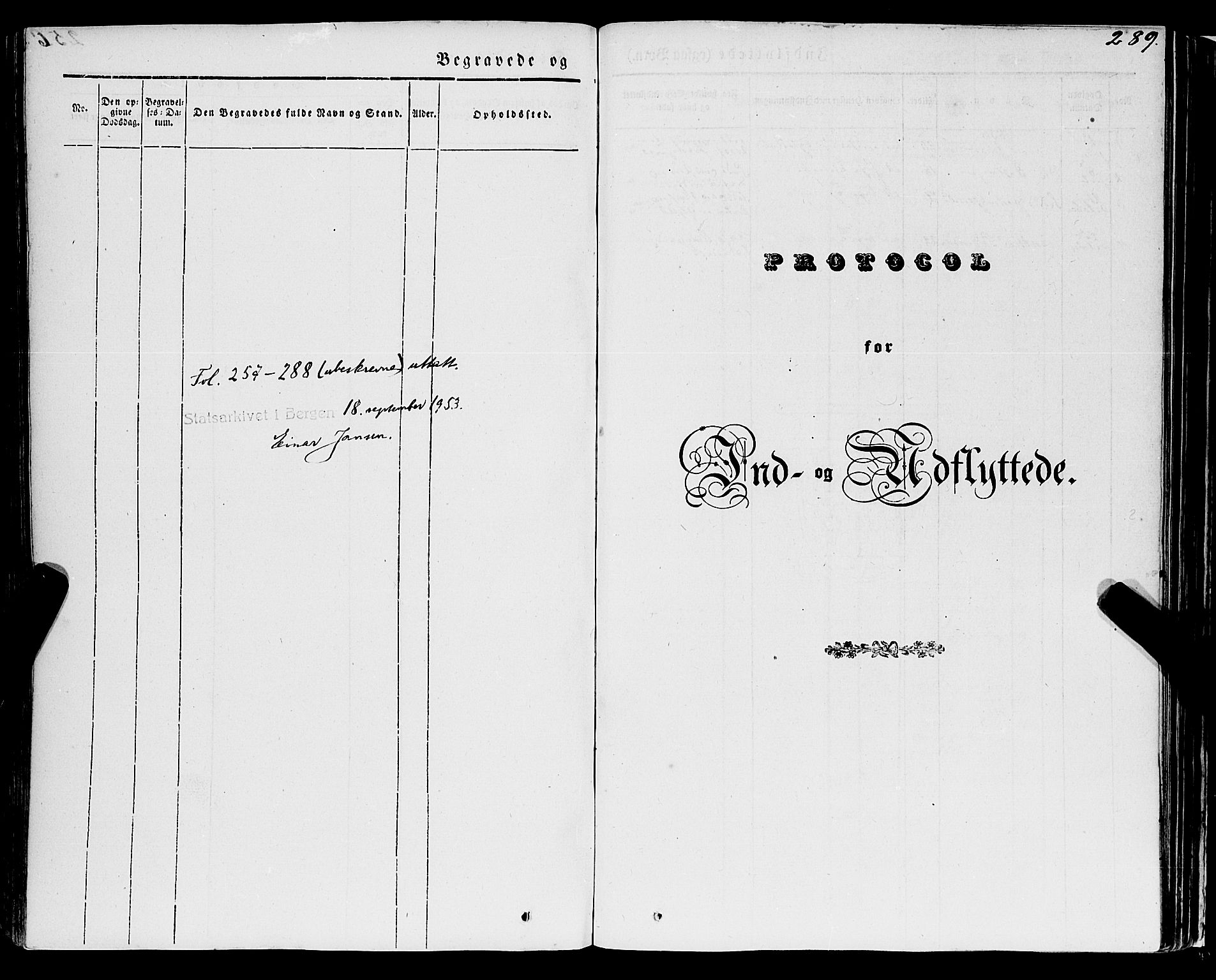 Ulvik sokneprestembete, SAB/A-78801/H/Haa: Parish register (official) no. A 12, 1839-1853, p. 289