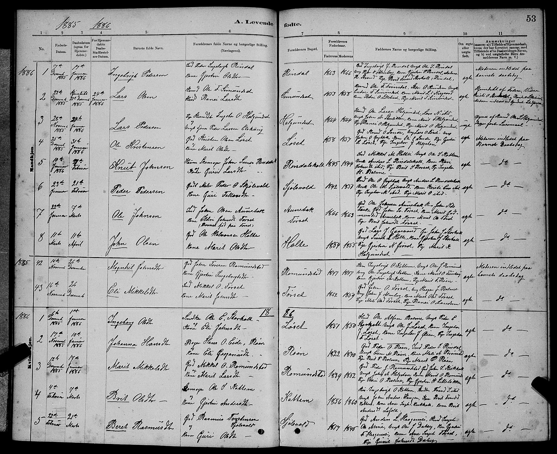 Ministerialprotokoller, klokkerbøker og fødselsregistre - Møre og Romsdal, AV/SAT-A-1454/598/L1077: Parish register (copy) no. 598C02, 1879-1891, p. 53