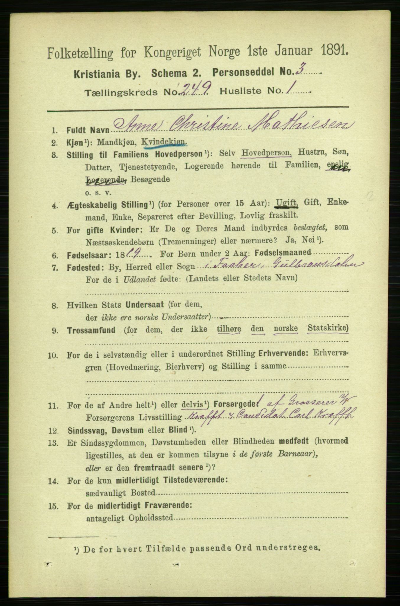 RA, 1891 census for 0301 Kristiania, 1891, p. 152316