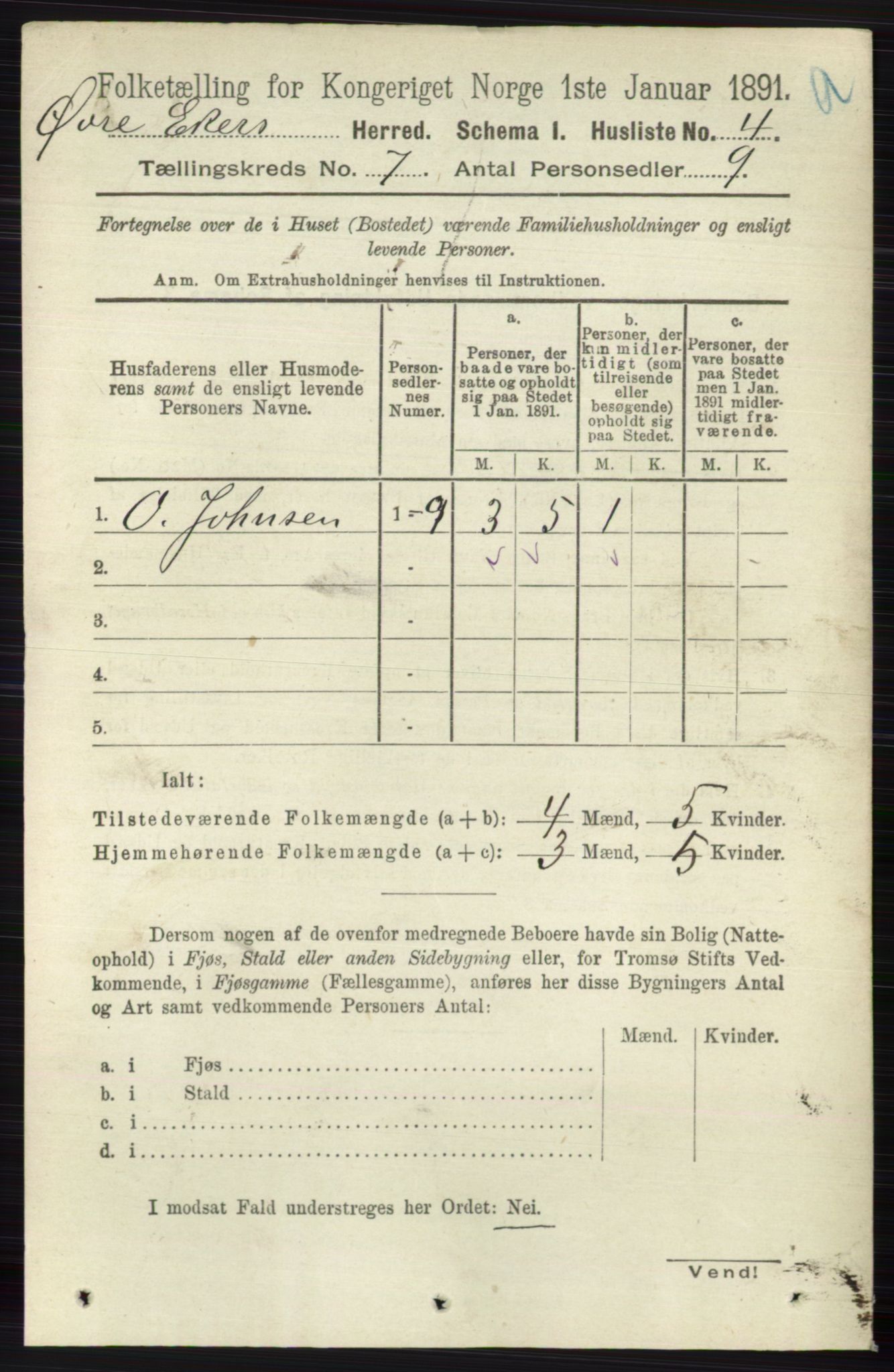 RA, 1891 census for 0624 Øvre Eiker, 1891, p. 2543