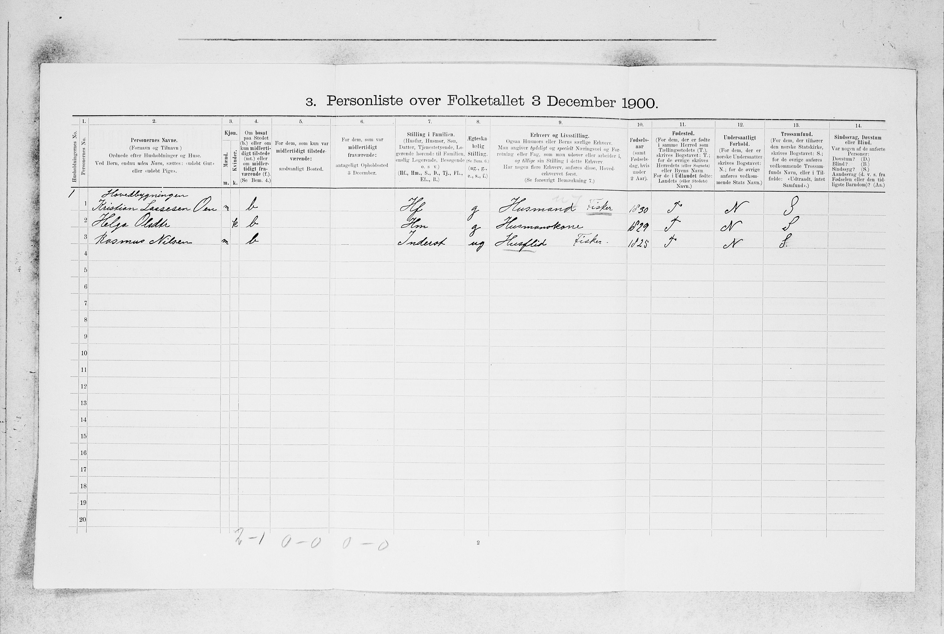 SAB, 1900 census for Herdla, 1900, p. 957