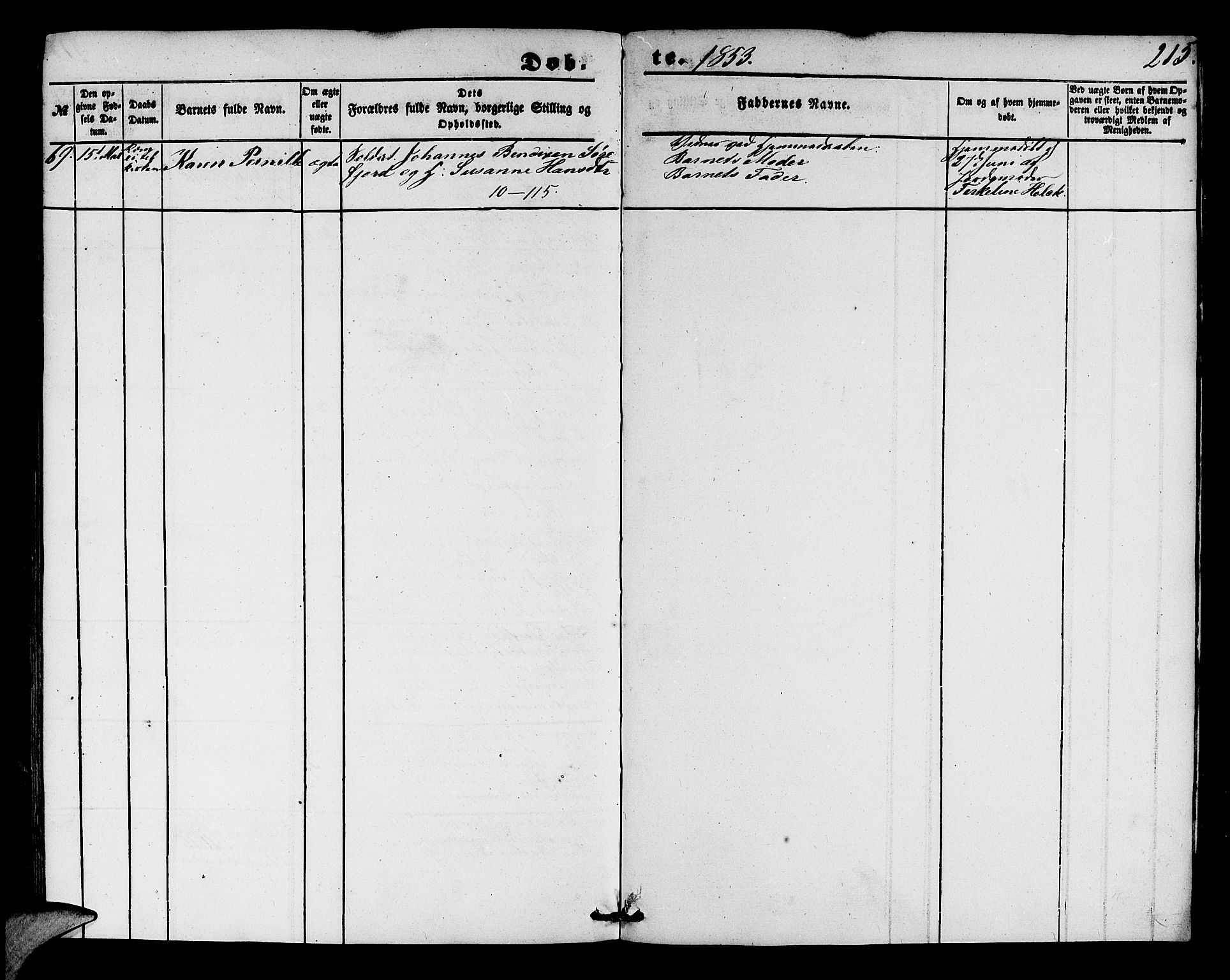 Korskirken sokneprestembete, AV/SAB-A-76101/H/Hab: Parish register (copy) no. B 2, 1847-1853, p. 215