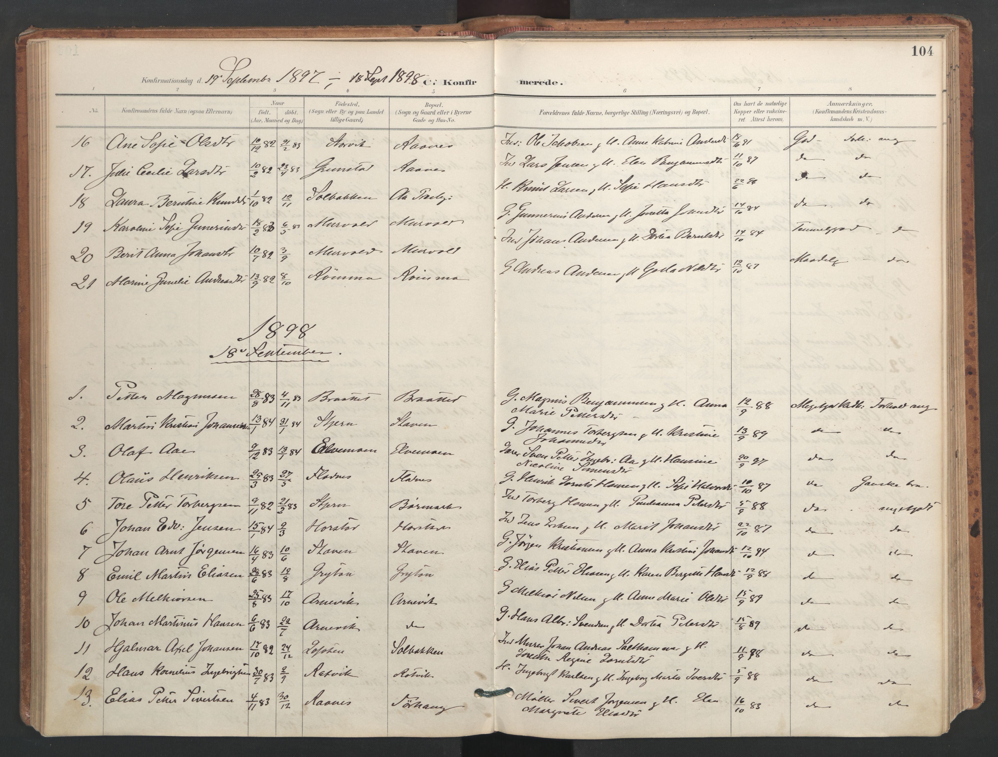Ministerialprotokoller, klokkerbøker og fødselsregistre - Sør-Trøndelag, SAT/A-1456/655/L0681: Parish register (official) no. 655A10, 1895-1907, p. 104