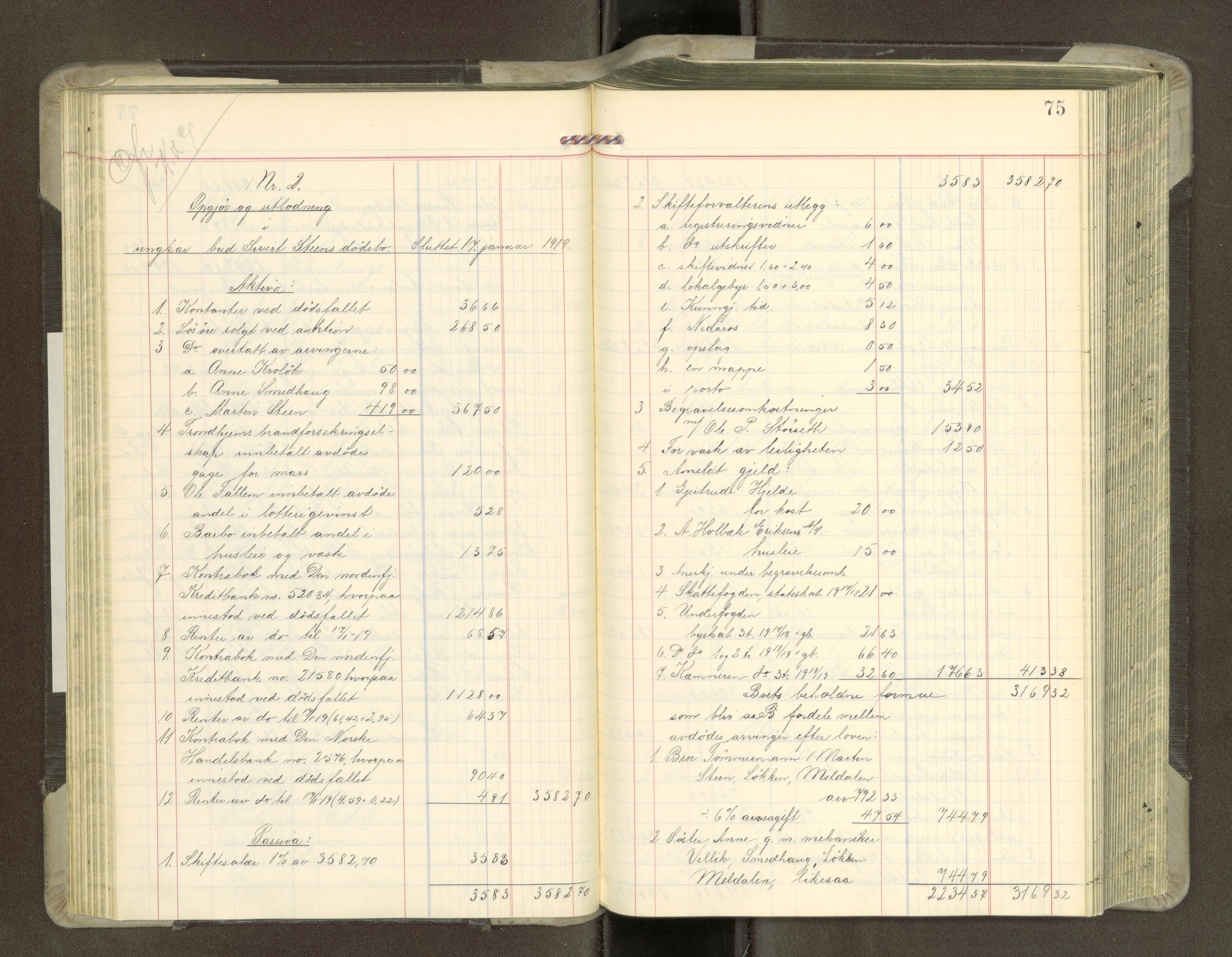 Trondheim byfogd, AV/SAT-A-0003/1/3/3A/L0043: Skifteutlodningsprotokoll - 15/7-4/3. (m/ register), 1918-1922, p. 75