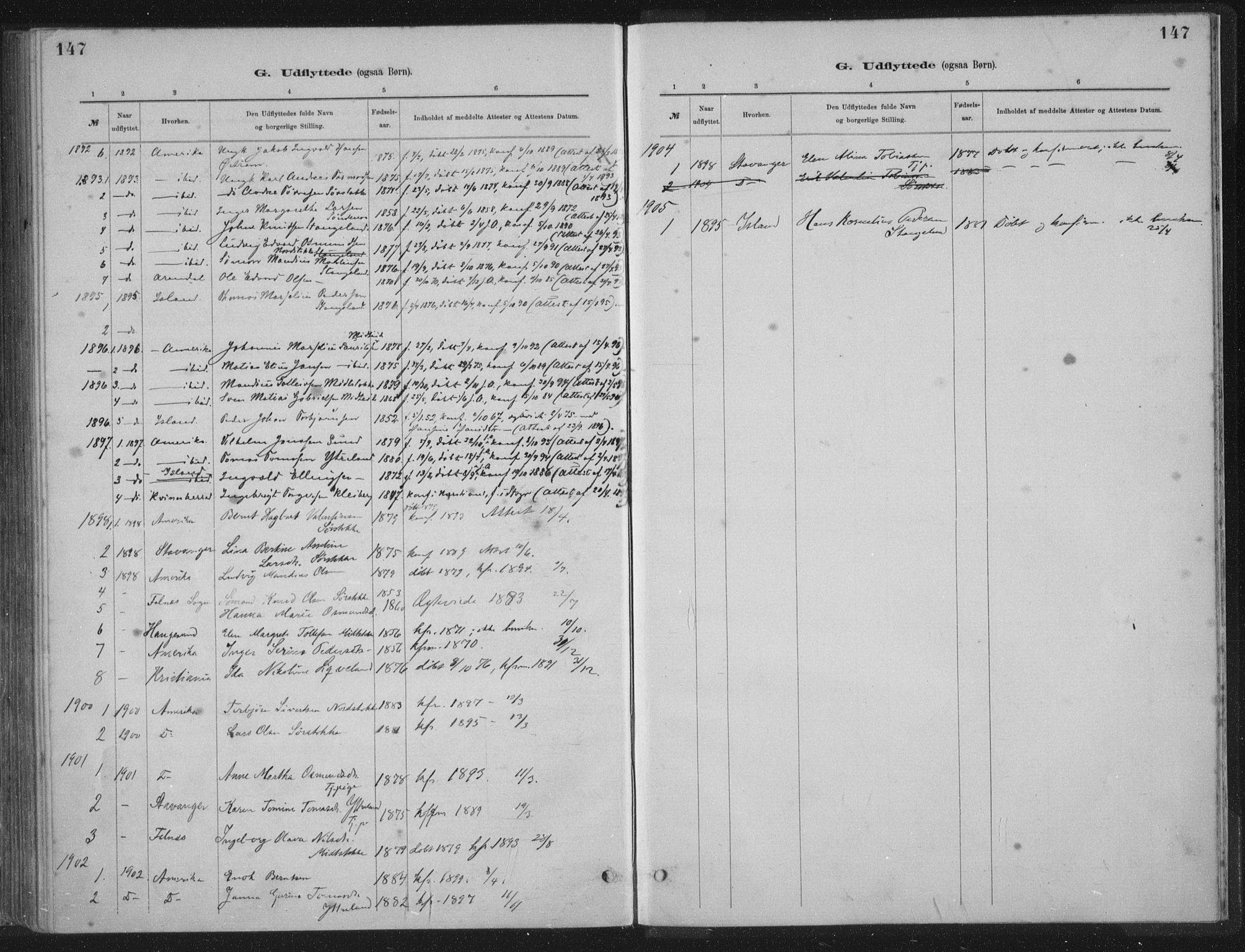 Kopervik sokneprestkontor, AV/SAST-A-101850/H/Ha/Haa/L0002: Parish register (official) no. A 2, 1880-1912, p. 147