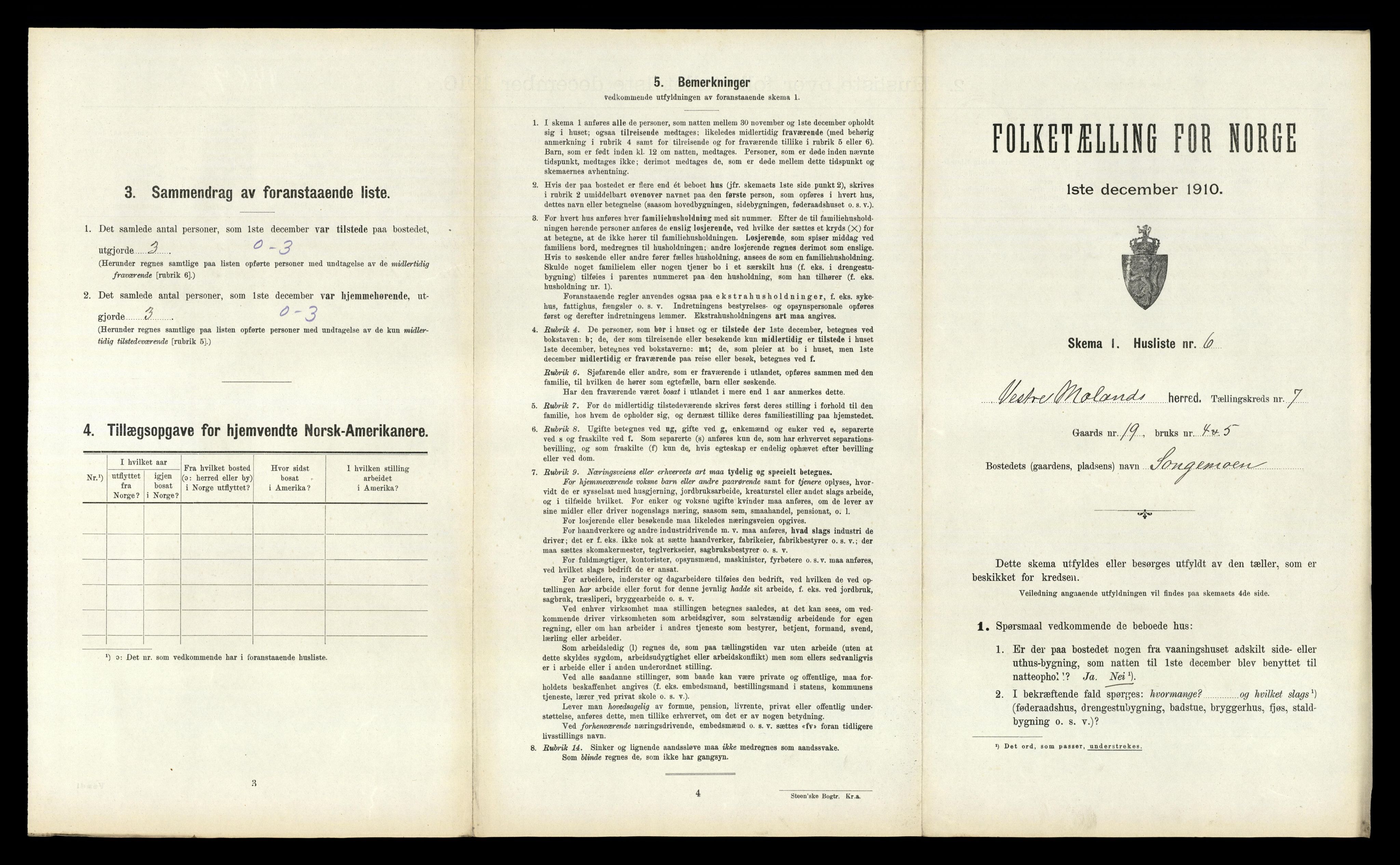 RA, 1910 census for Vestre Moland, 1910, p. 728
