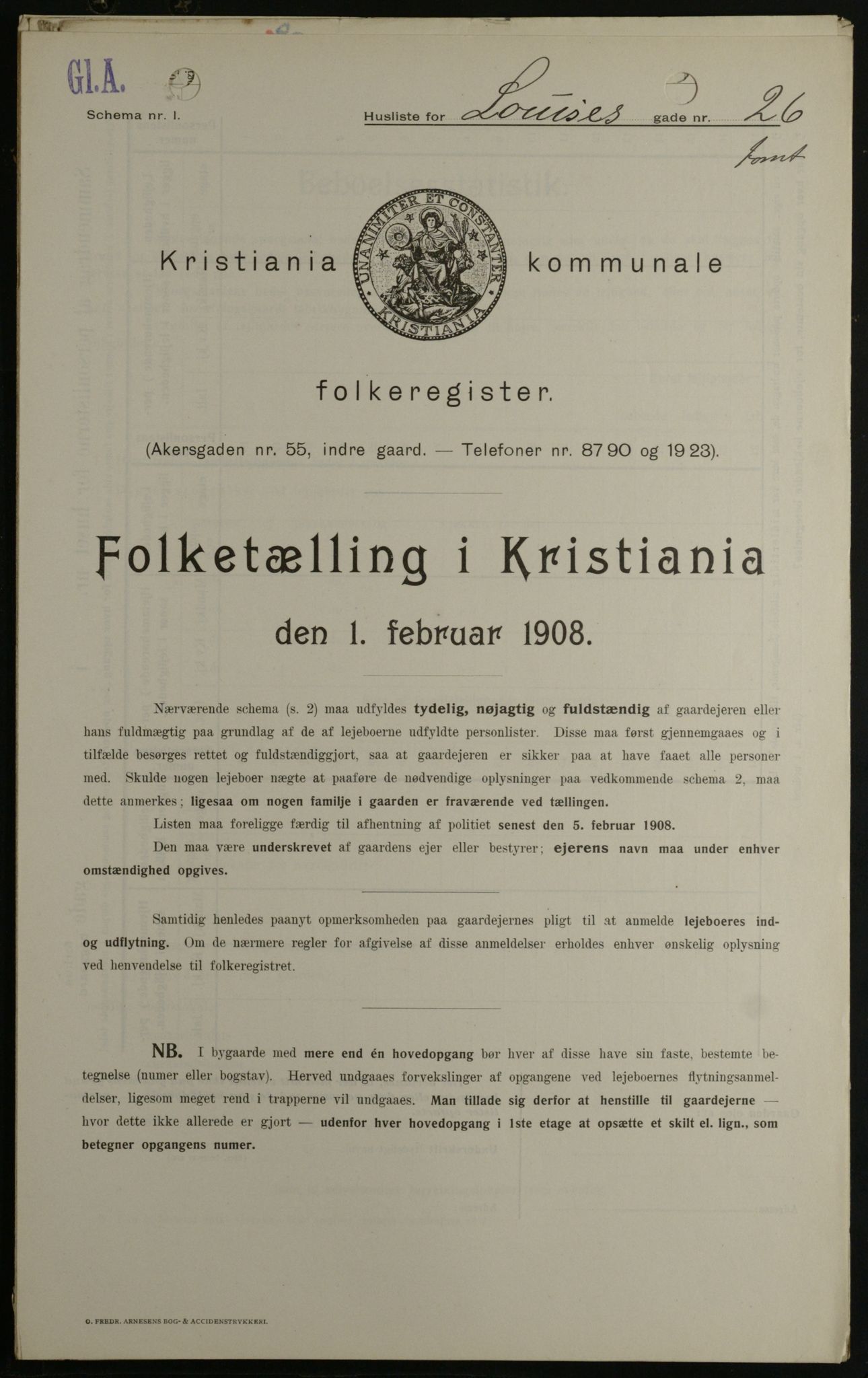 OBA, Municipal Census 1908 for Kristiania, 1908, p. 52303