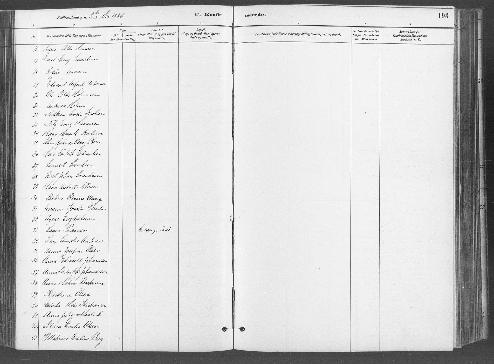 Fredrikstad domkirkes prestekontor Kirkebøker, AV/SAO-A-10906/G/Ga/L0003: Parish register (copy) no. 3, 1880-1900, p. 193