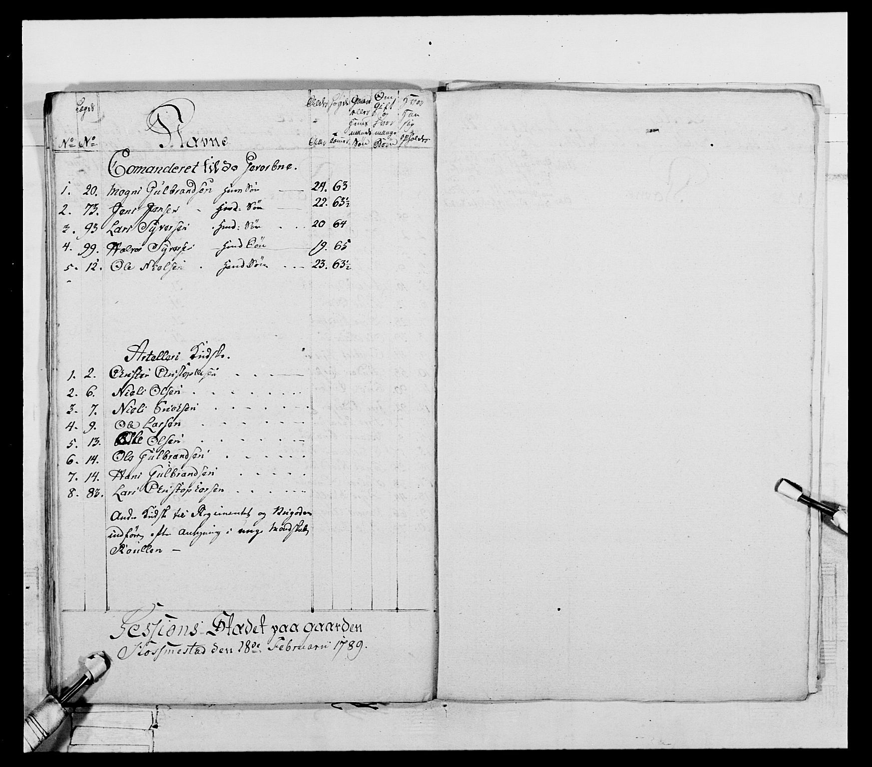 Generalitets- og kommissariatskollegiet, Det kongelige norske kommissariatskollegium, AV/RA-EA-5420/E/Eh/L0061: 1. Opplandske nasjonale infanteriregiment, 1789, p. 217