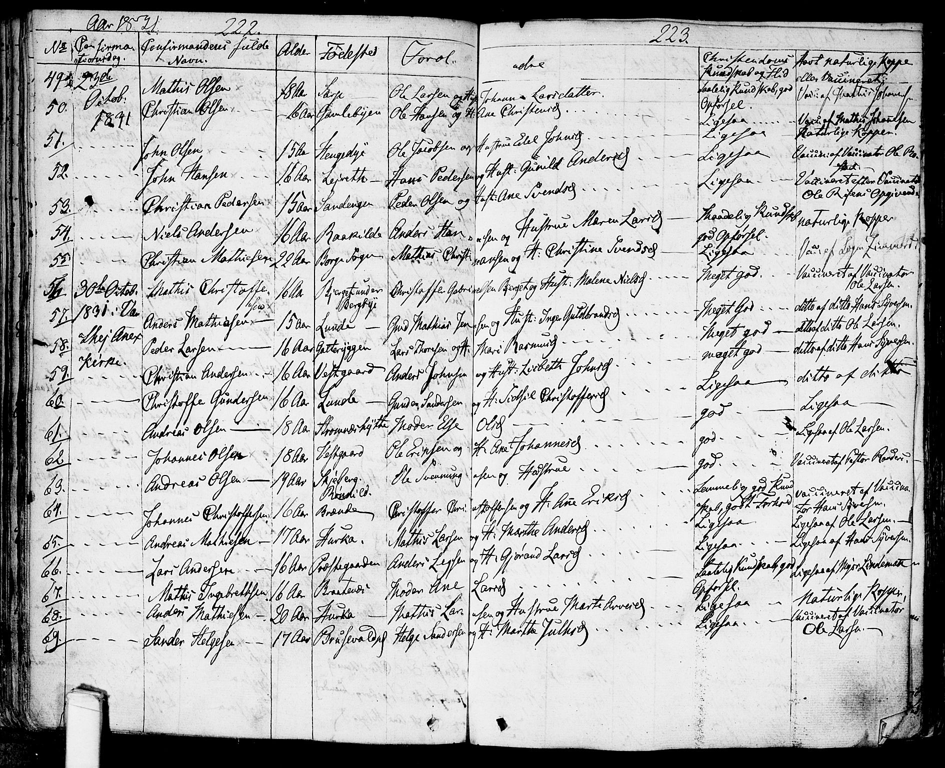 Tune prestekontor Kirkebøker, AV/SAO-A-2007/F/Fa/L0007: Parish register (official) no. 7, 1831-1837, p. 222-223