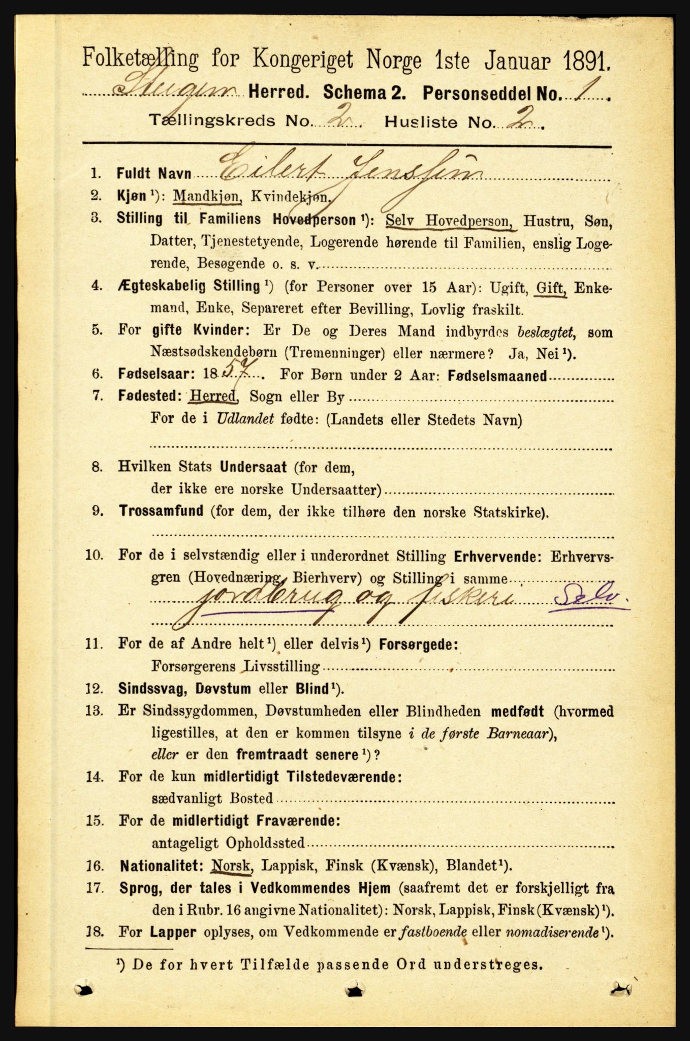 RA, 1891 census for 1848 Steigen, 1891, p. 659