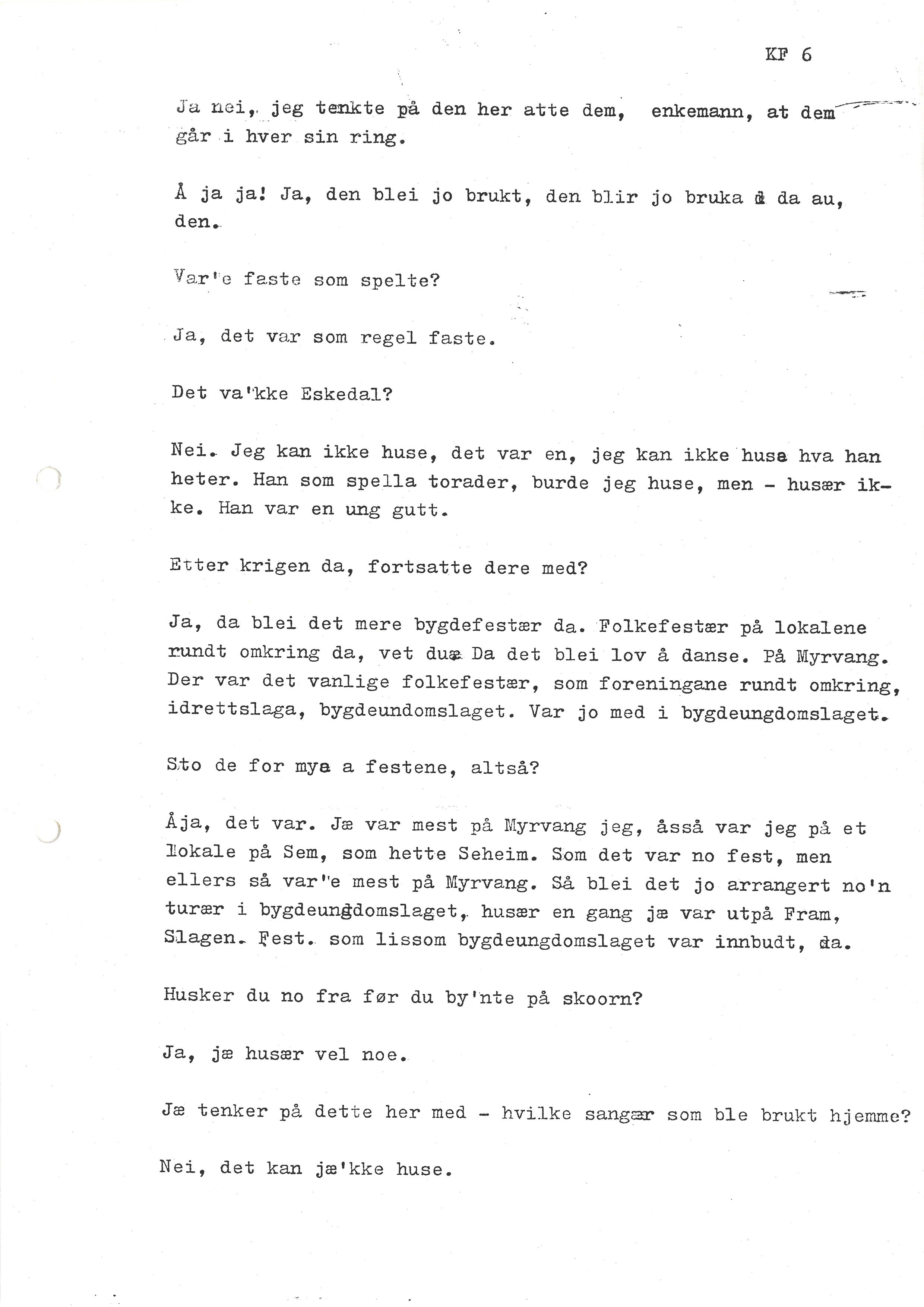 Sa 16 - Folkemusikk fra Vestfold, Gjerdesamlingen, VEMU/A-1868/I/L0001: Informantregister med intervjunedtegnelser, 1979-1986