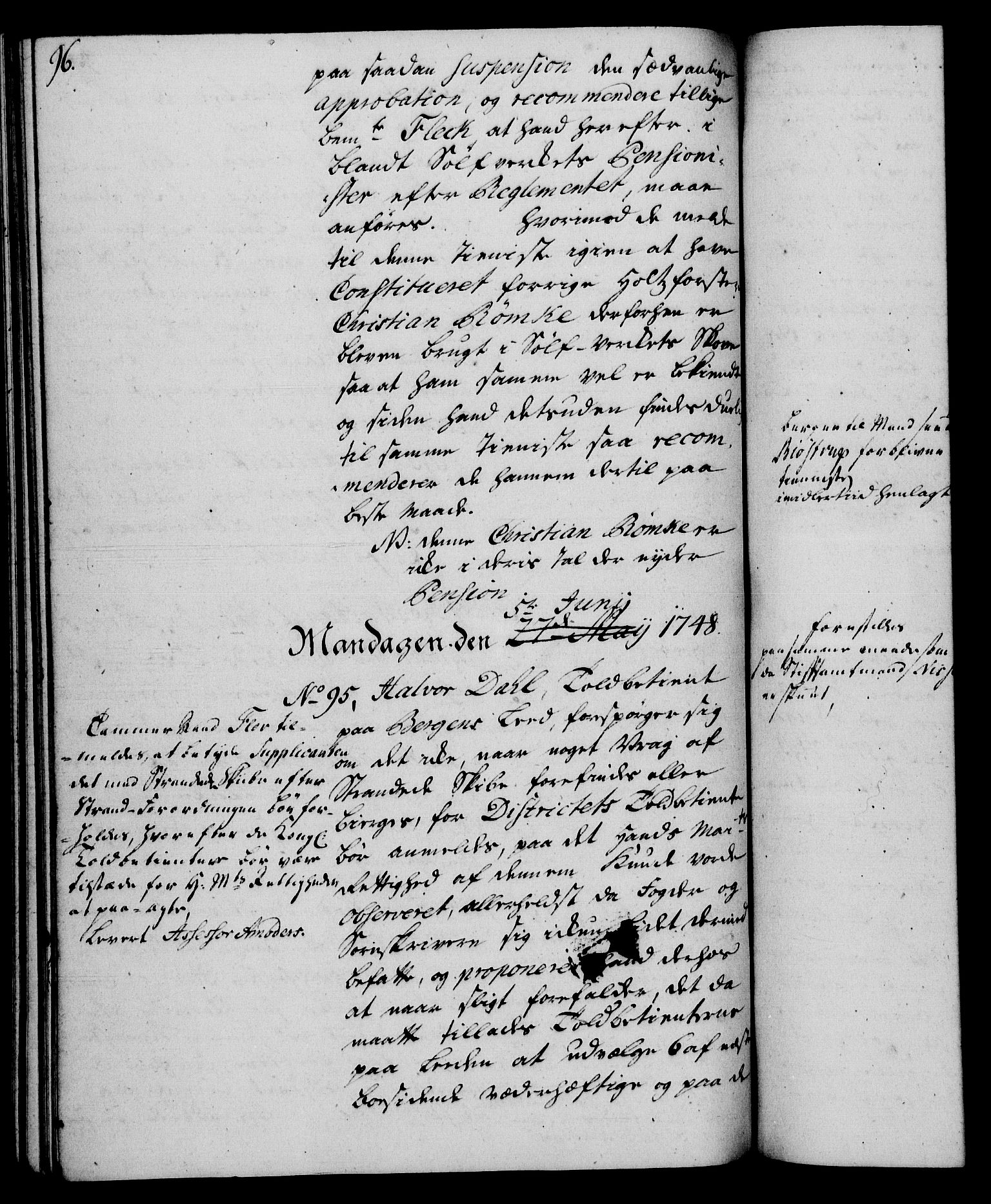 Rentekammeret, Kammerkanselliet, RA/EA-3111/G/Gh/Gha/L0029: Norsk ekstraktmemorialprotokoll (merket RK 53.74), 1748-1749, p. 96