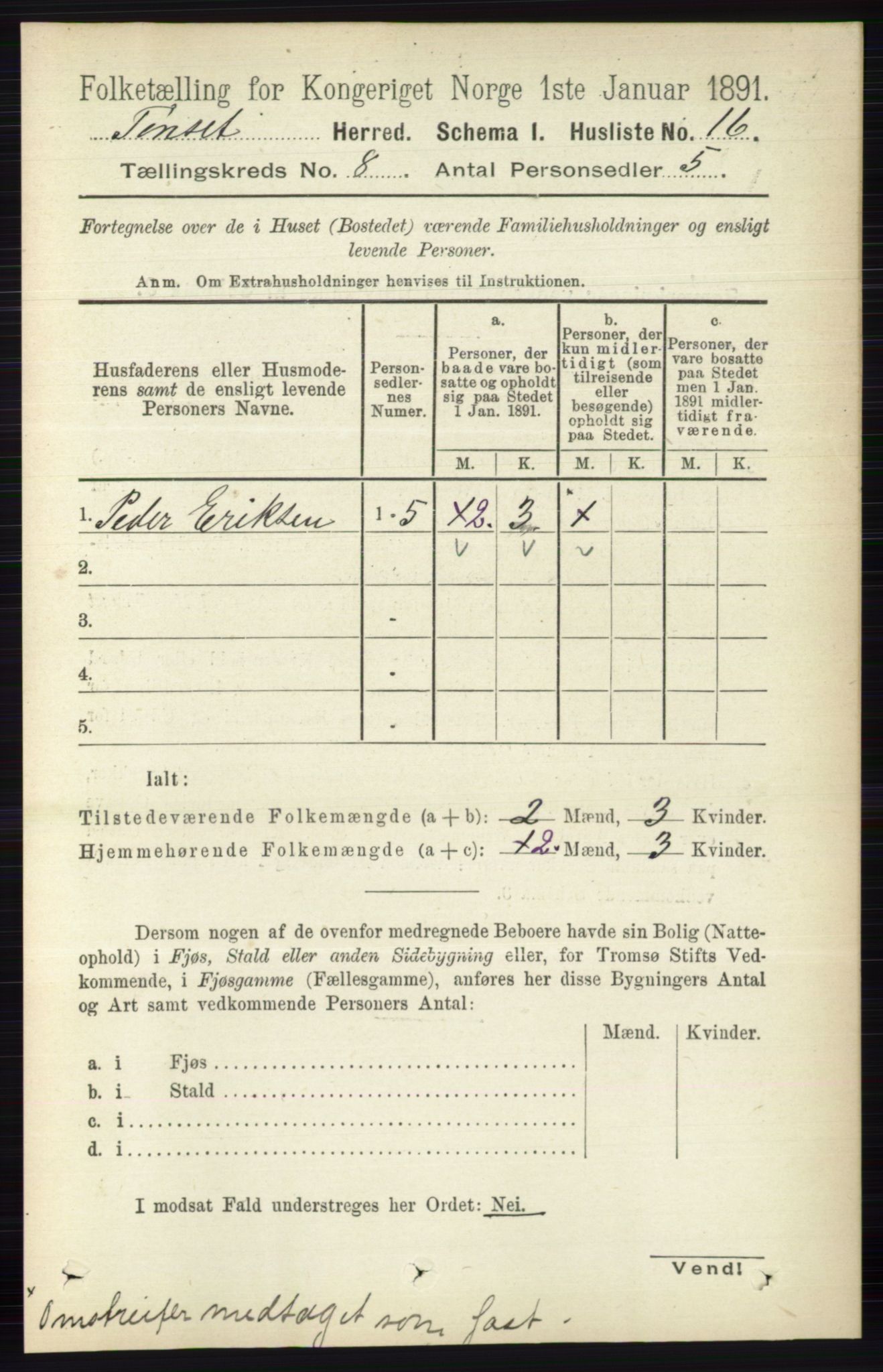 RA, 1891 census for 0437 Tynset, 1891, p. 2049