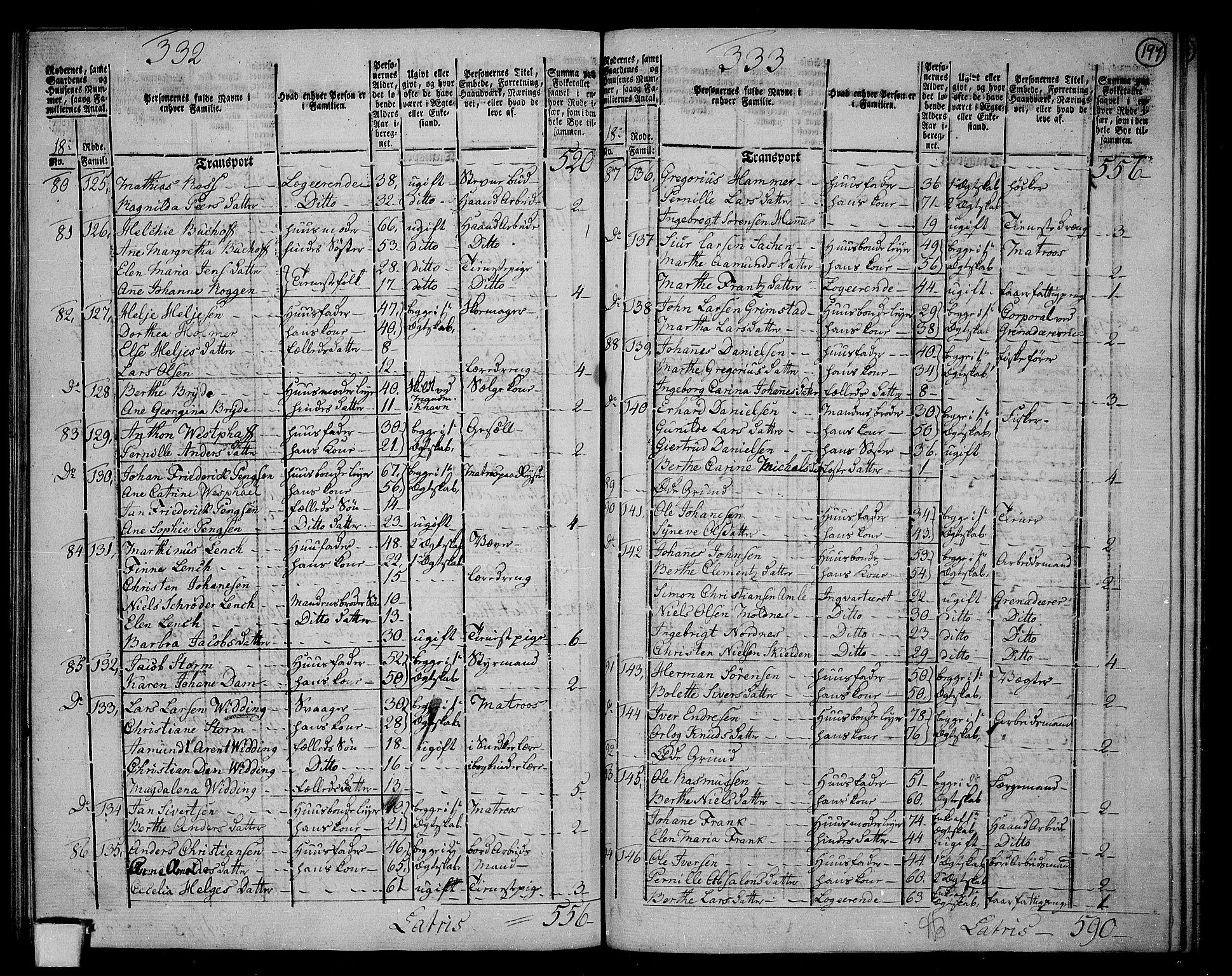 RA, 1801 census for 1301 Bergen, 1801, p. 196b-197a