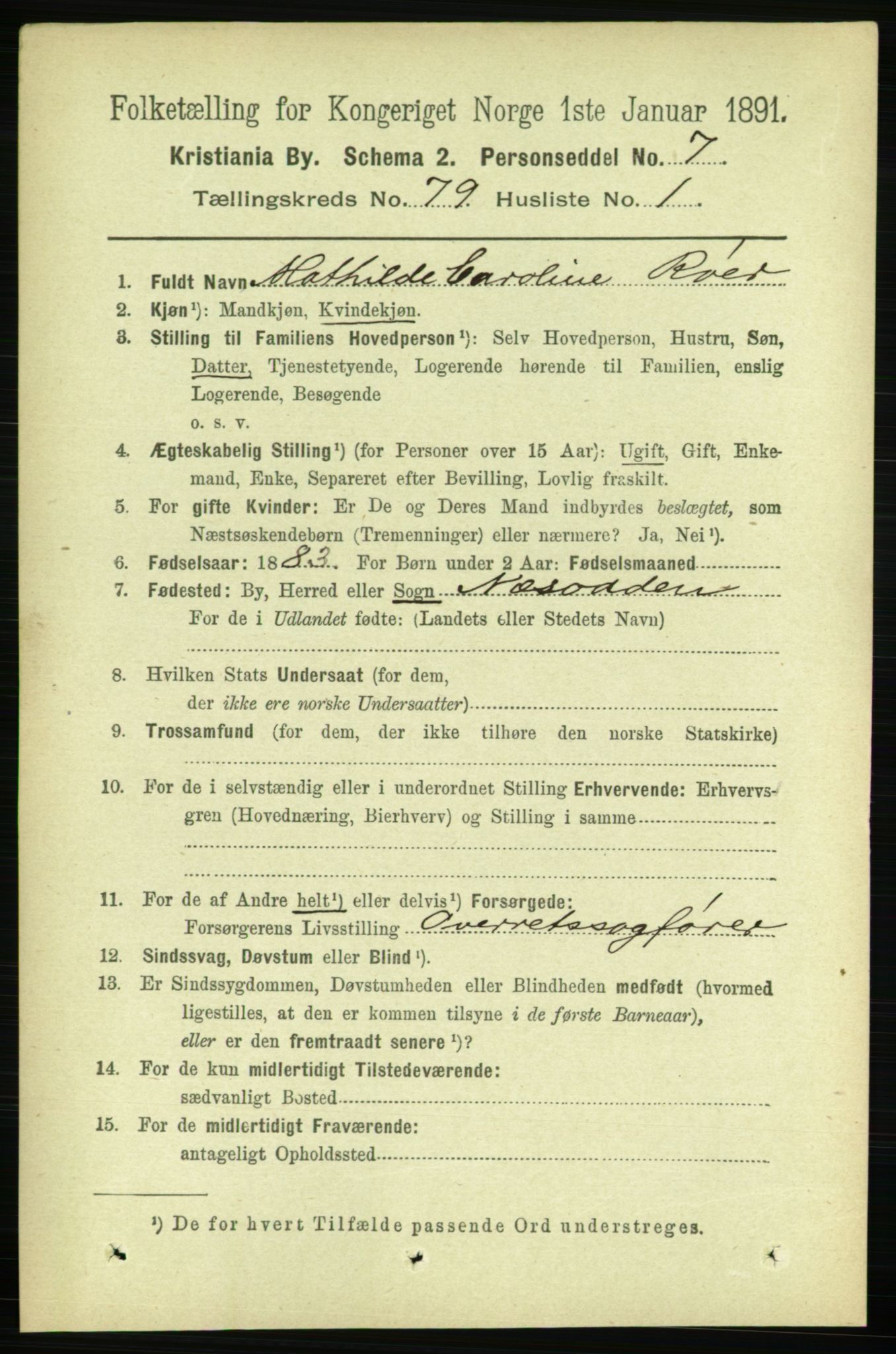 RA, 1891 census for 0301 Kristiania, 1891, p. 41105