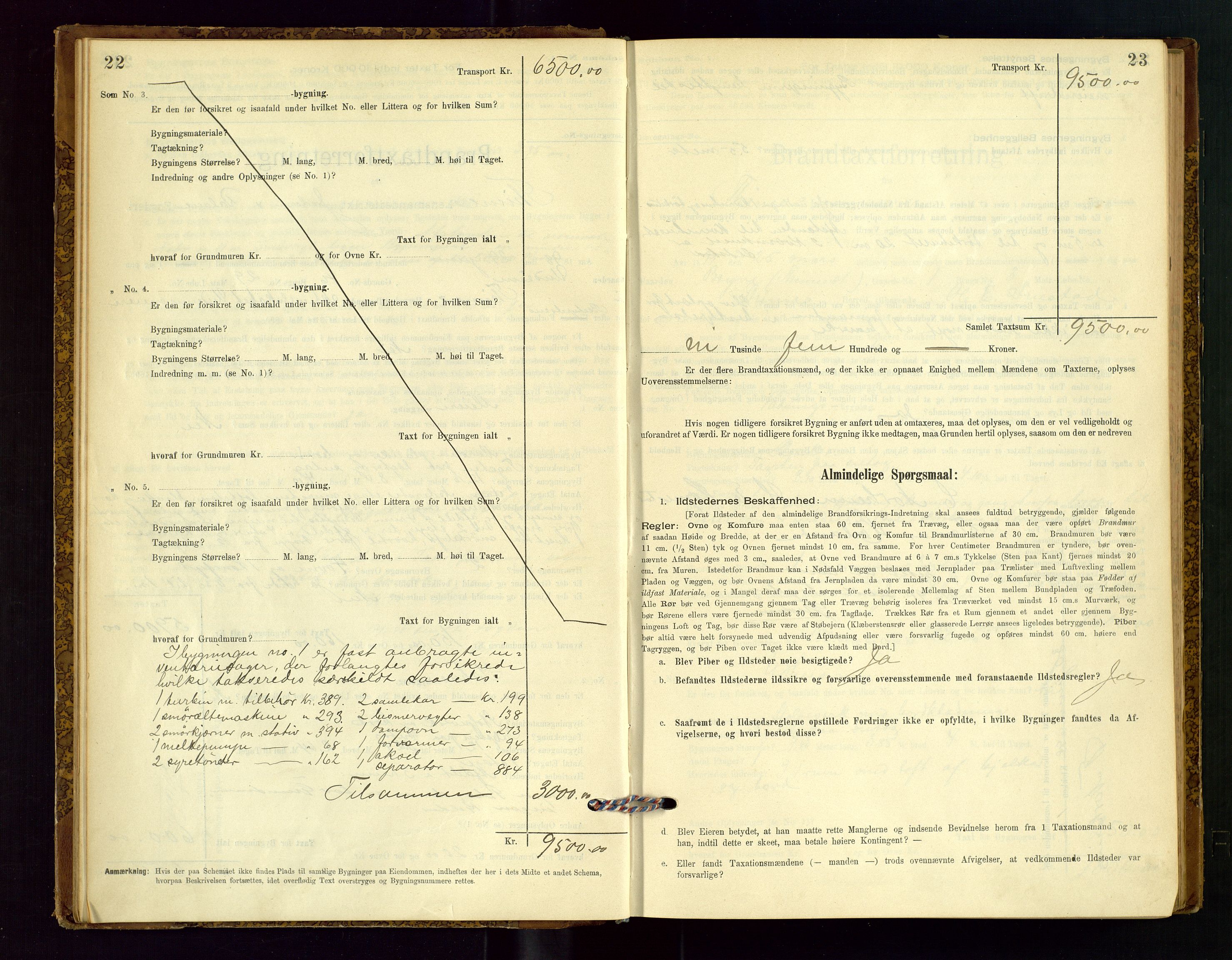 Time lensmannskontor, AV/SAST-A-100420/Gob/L0001: Branntakstprotokoll, 1896-1914, p. 22-23