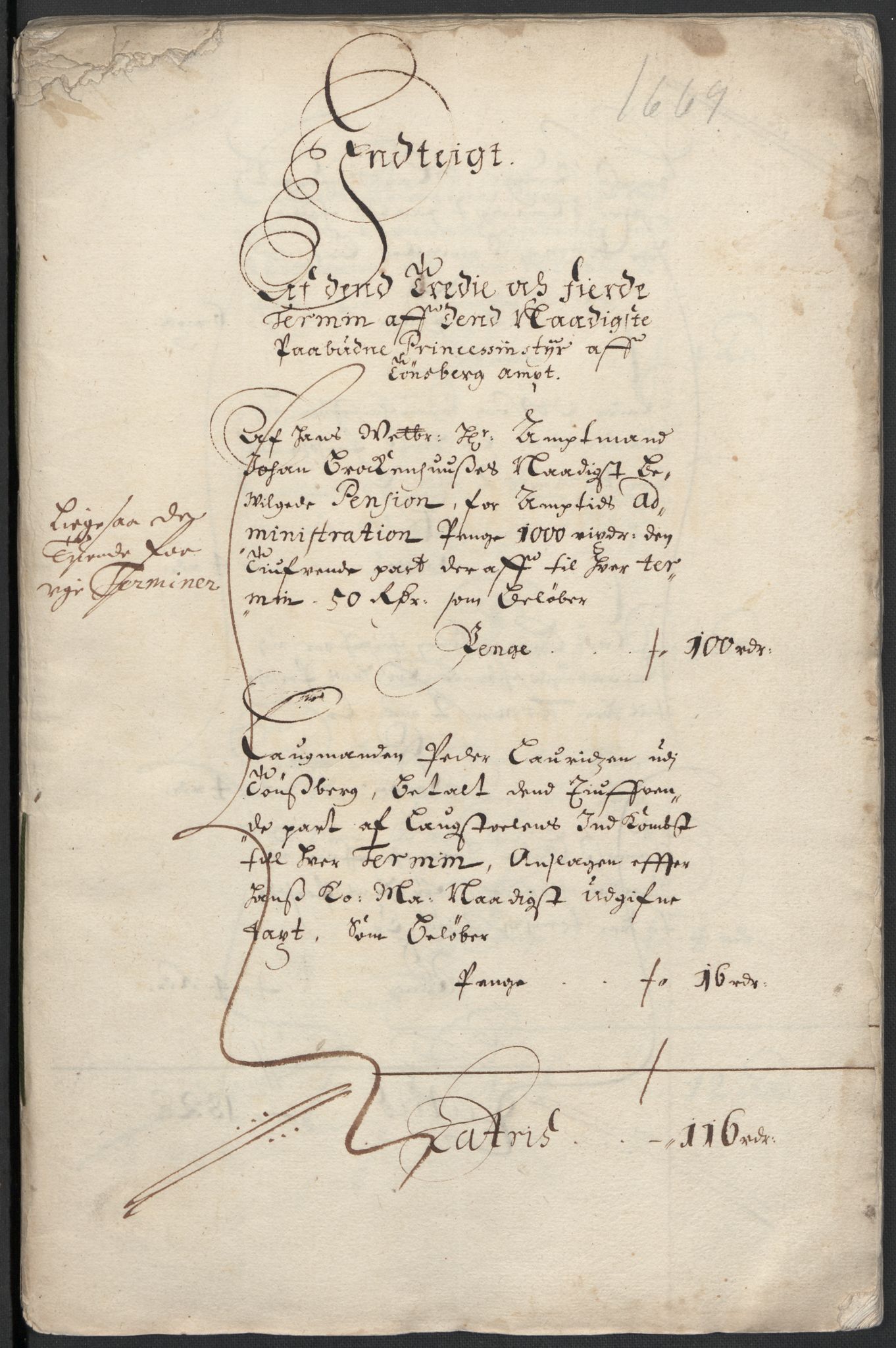 Rentekammeret inntil 1814, Reviderte regnskaper, Fogderegnskap, RA/EA-4092/R32/L1840: Fogderegnskap Jarlsberg grevskap, 1664-1673, p. 306