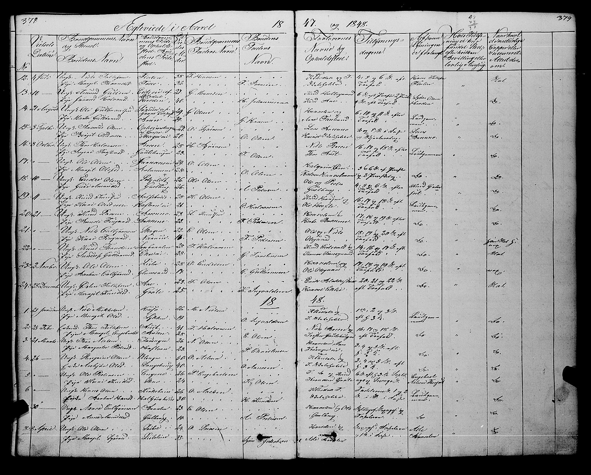 Gol kirkebøker, SAKO/A-226/F/Fa/L0002: Parish register (official) no. I 2, 1837-1863, p. 378-379