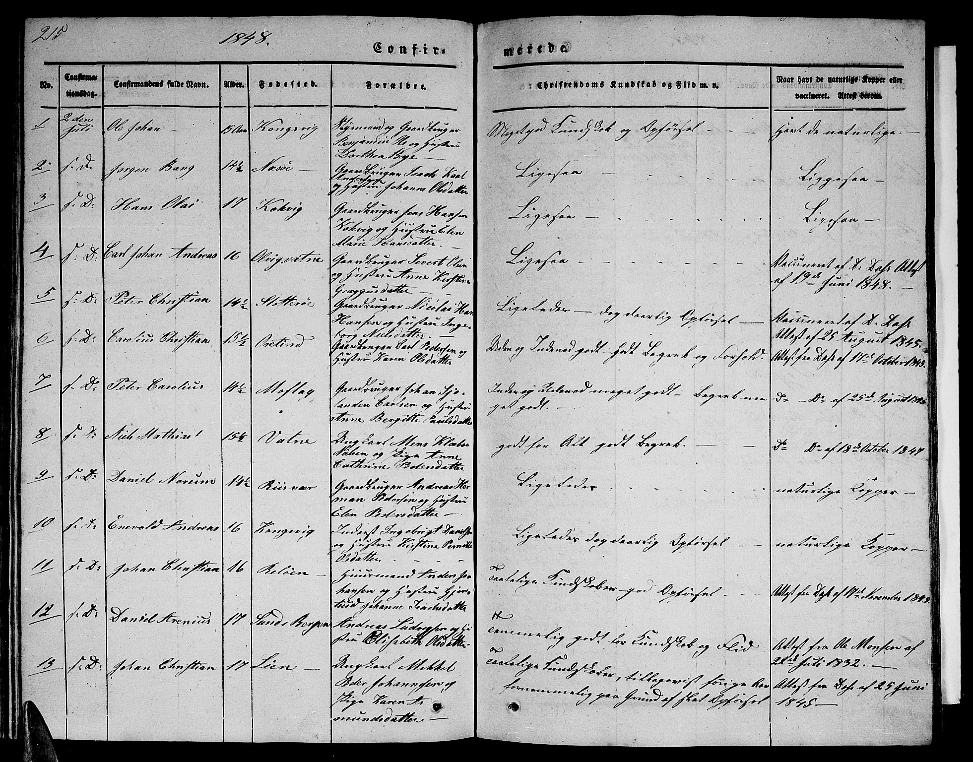 Ministerialprotokoller, klokkerbøker og fødselsregistre - Nordland, AV/SAT-A-1459/839/L0572: Parish register (copy) no. 839C02, 1841-1873, p. 215