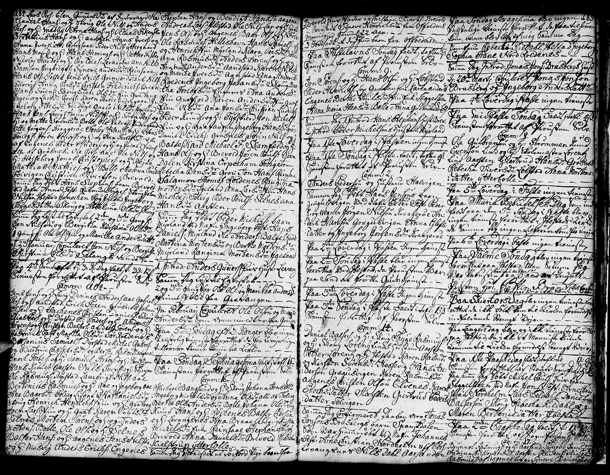 Ibestad sokneprestembete, SATØ/S-0077/H/Ha/Hab/L0001klokker: Parish register (copy) no. 1, 1776-1808, p. 184-185