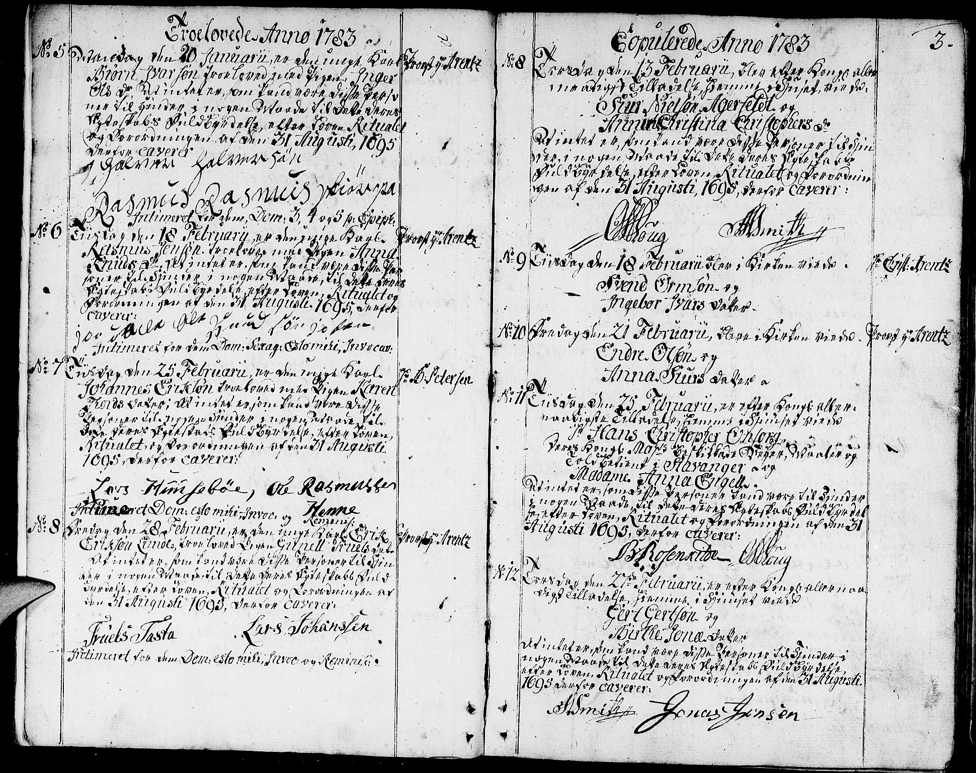 Domkirken sokneprestkontor, SAST/A-101812/001/30/30BA/L0006: Parish register (official) no. A 6, 1783-1815, p. 3
