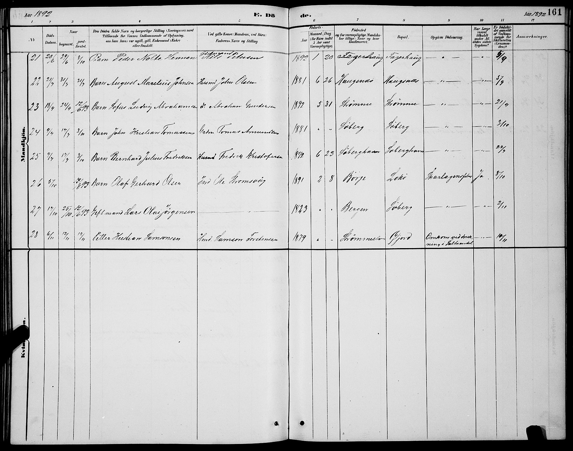 Ministerialprotokoller, klokkerbøker og fødselsregistre - Nordland, AV/SAT-A-1459/891/L1315: Parish register (copy) no. 891C04, 1886-1893, p. 161