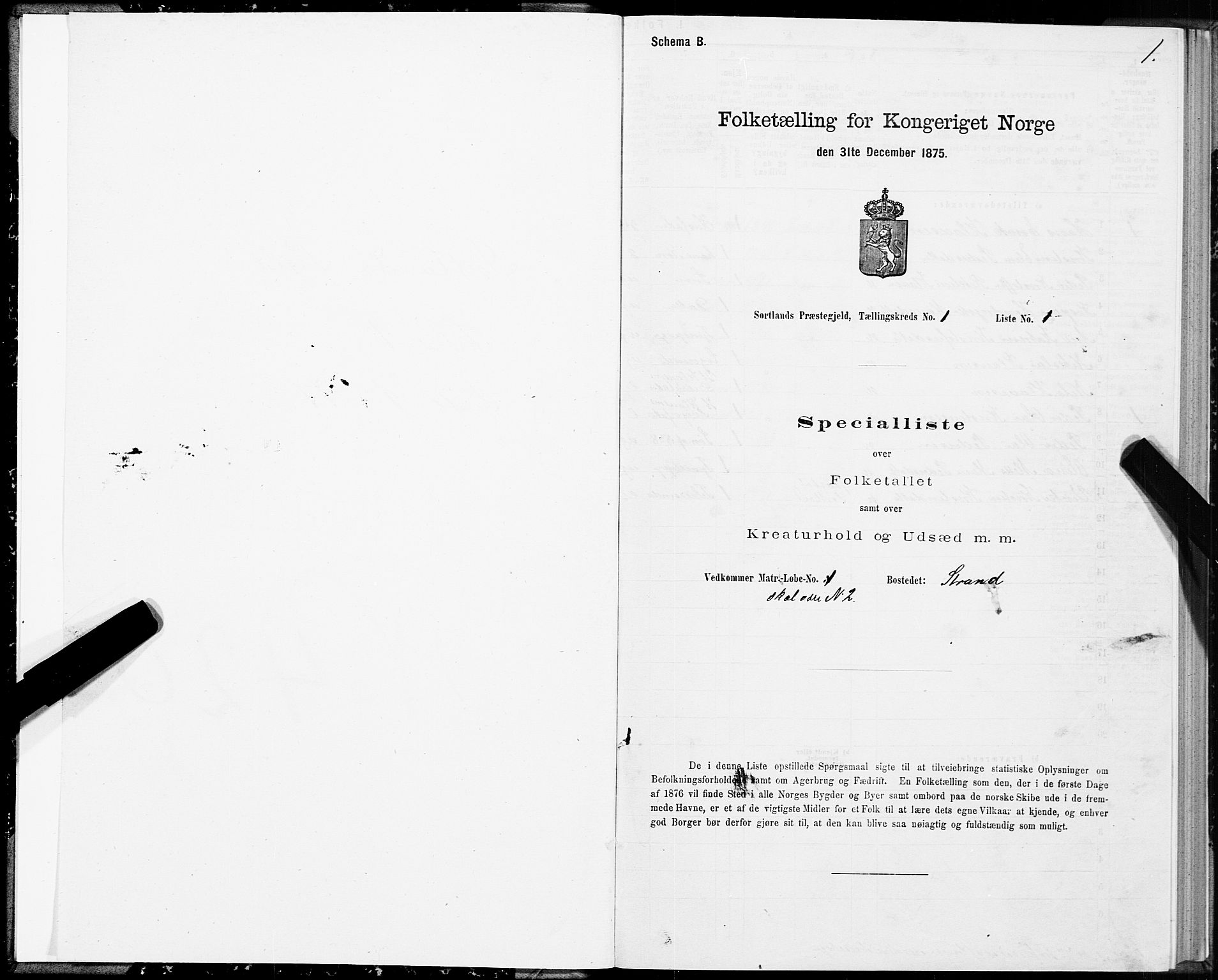 SAT, 1875 census for 1870P Sortland, 1875, p. 1001