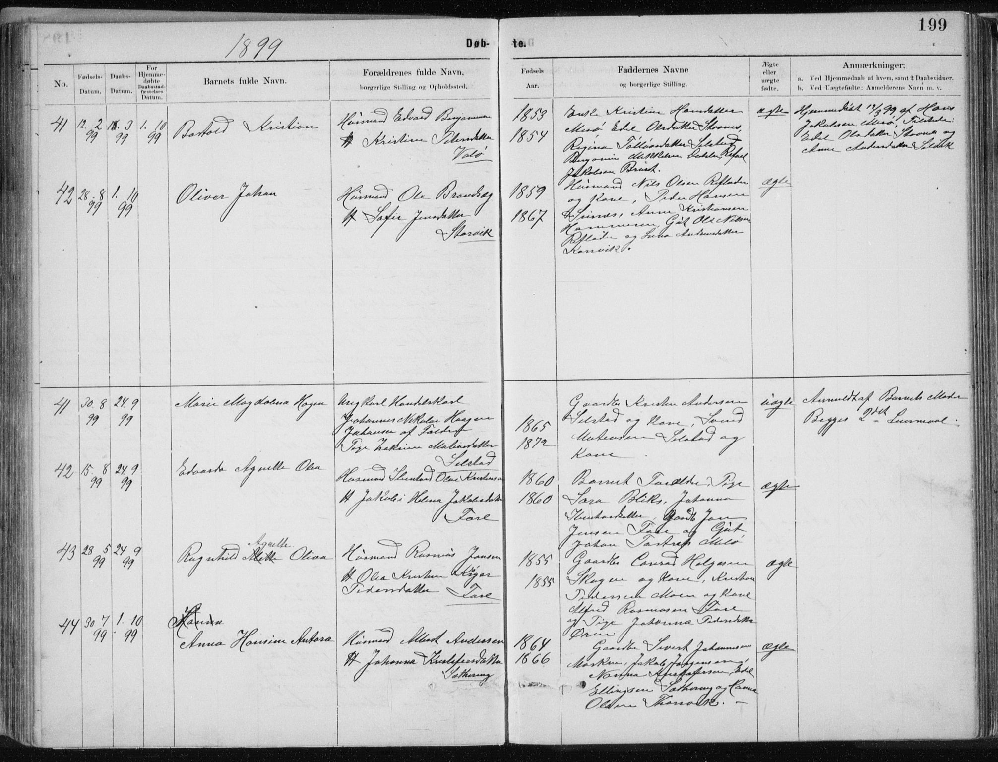 Ministerialprotokoller, klokkerbøker og fødselsregistre - Nordland, AV/SAT-A-1459/843/L0636: Parish register (copy) no. 843C05, 1884-1909, p. 199