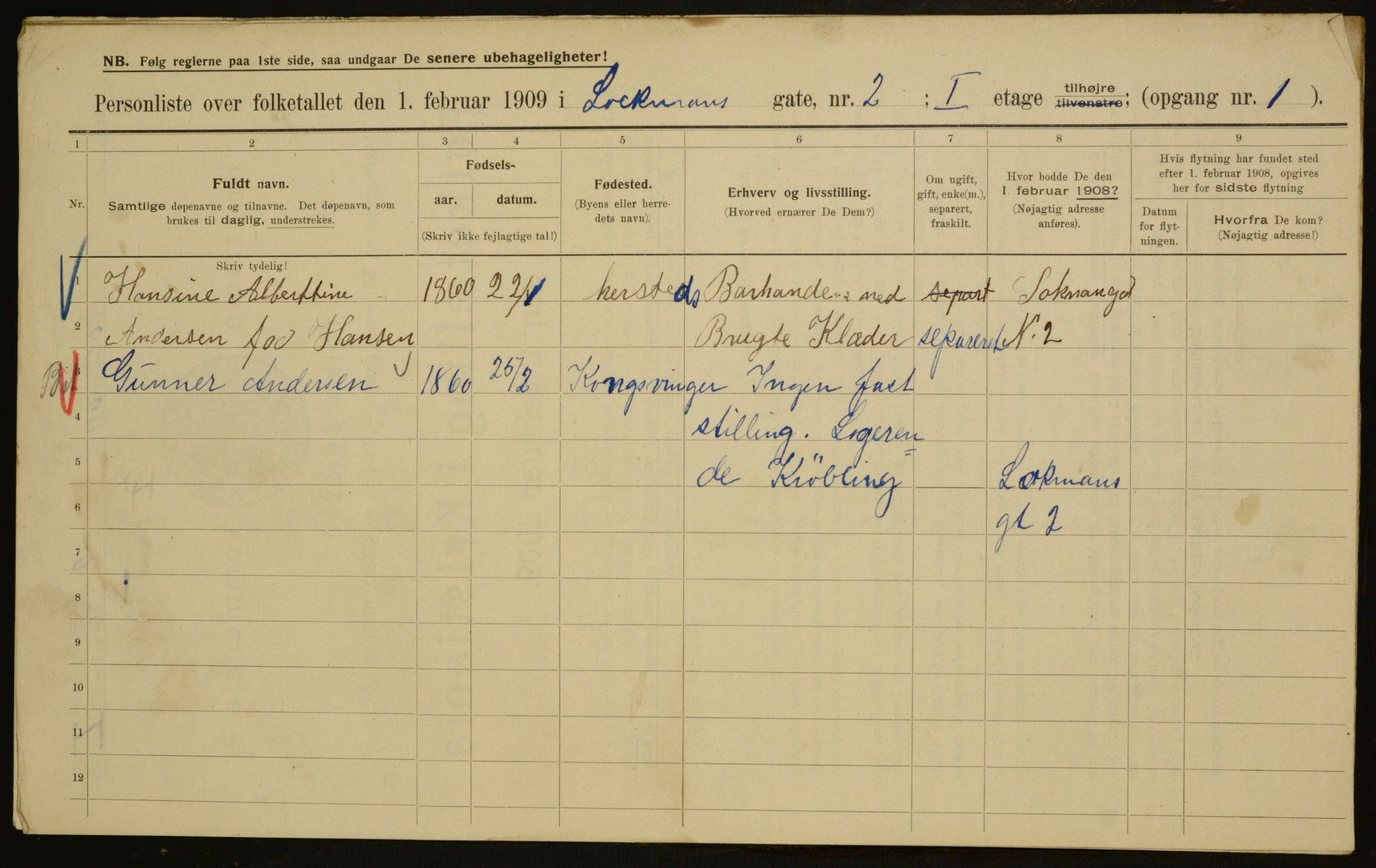 OBA, Municipal Census 1909 for Kristiania, 1909, p. 74125