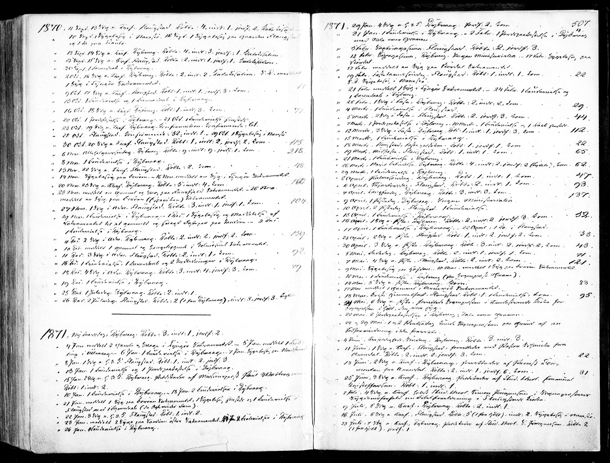 Dypvåg sokneprestkontor, SAK/1111-0007/F/Fa/Faa/L0006: Parish register (official) no. A 6, 1855-1872, p. 507