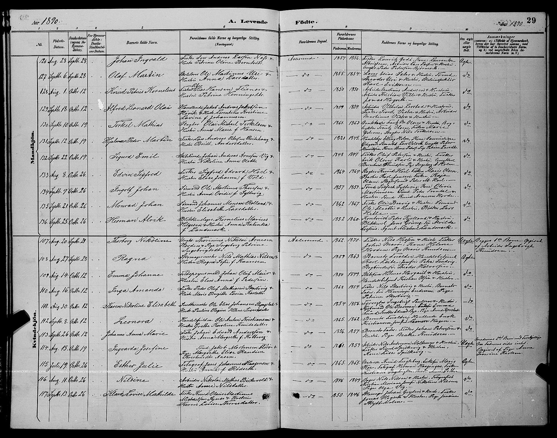 Ministerialprotokoller, klokkerbøker og fødselsregistre - Møre og Romsdal, AV/SAT-A-1454/529/L0467: Parish register (copy) no. 529C04, 1889-1897, p. 29