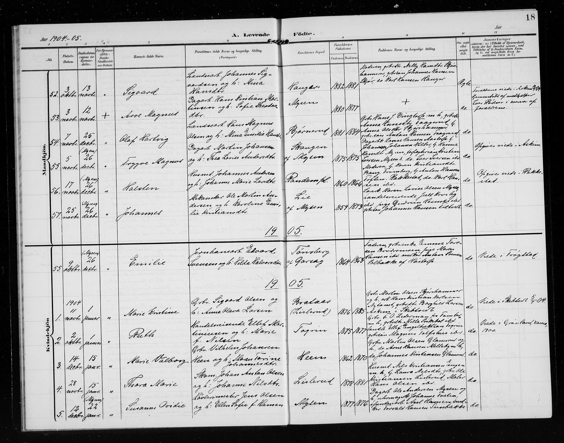 Eidsberg prestekontor Kirkebøker, AV/SAO-A-10905/G/Ga/L0002: Parish register (copy) no. I 2, 1903-1913, p. 18