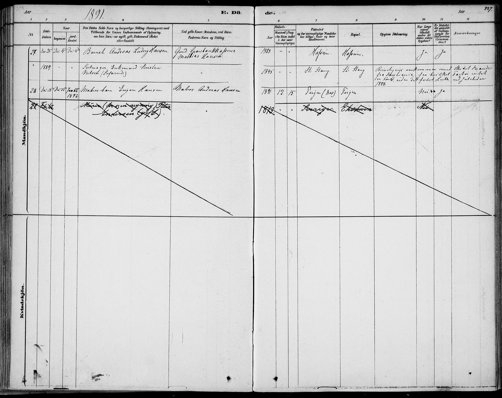 Sem kirkebøker, AV/SAKO-A-5/F/Fb/L0004: Parish register (official) no. II 4, 1878-1891, p. 327