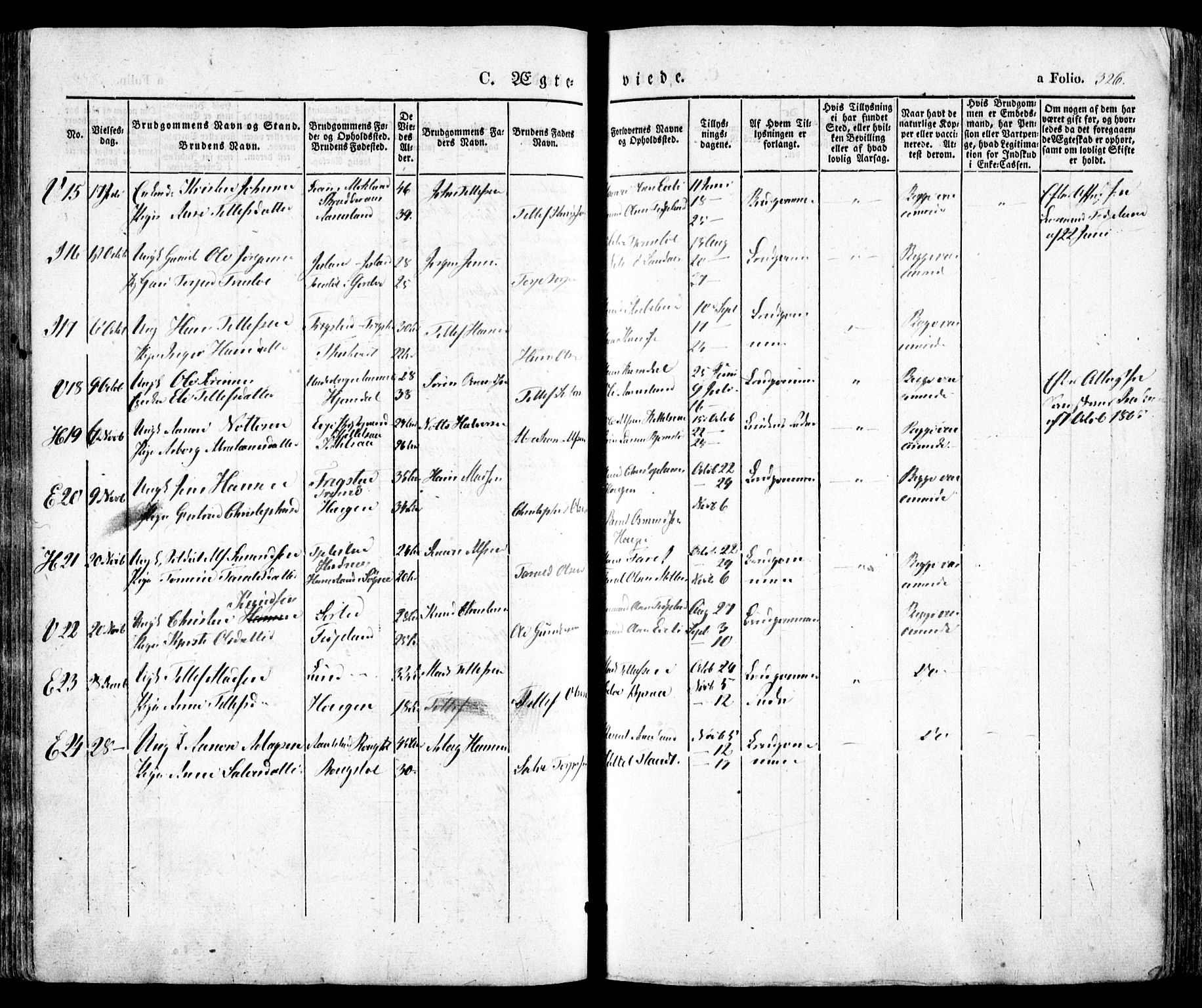 Evje sokneprestkontor, AV/SAK-1111-0008/F/Fa/Faa/L0005: Parish register (official) no. A 5, 1843-1865, p. 326