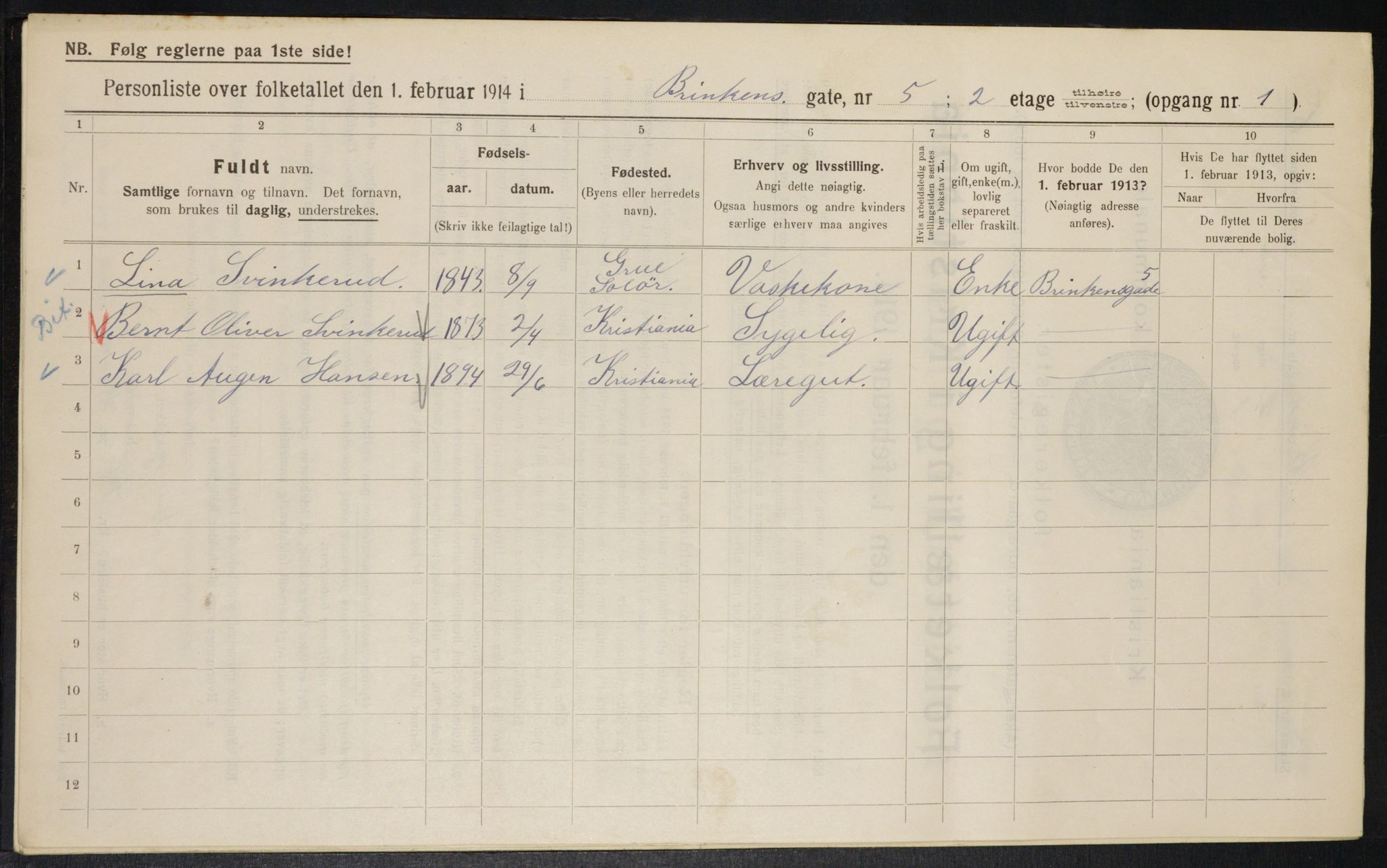 OBA, Municipal Census 1914 for Kristiania, 1914, p. 8821