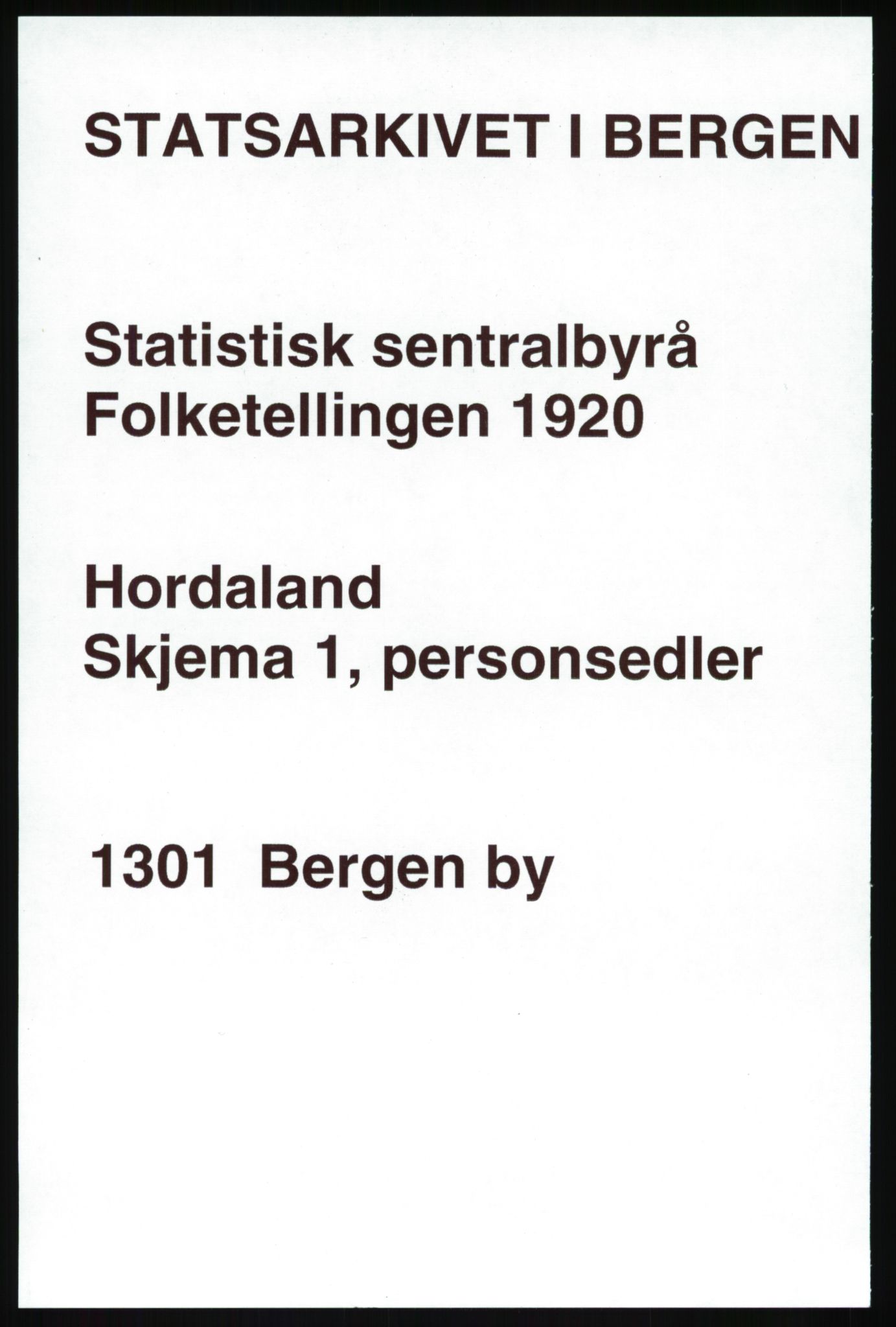 SAB, 1920 census for Bergen, 1920, p. 122422