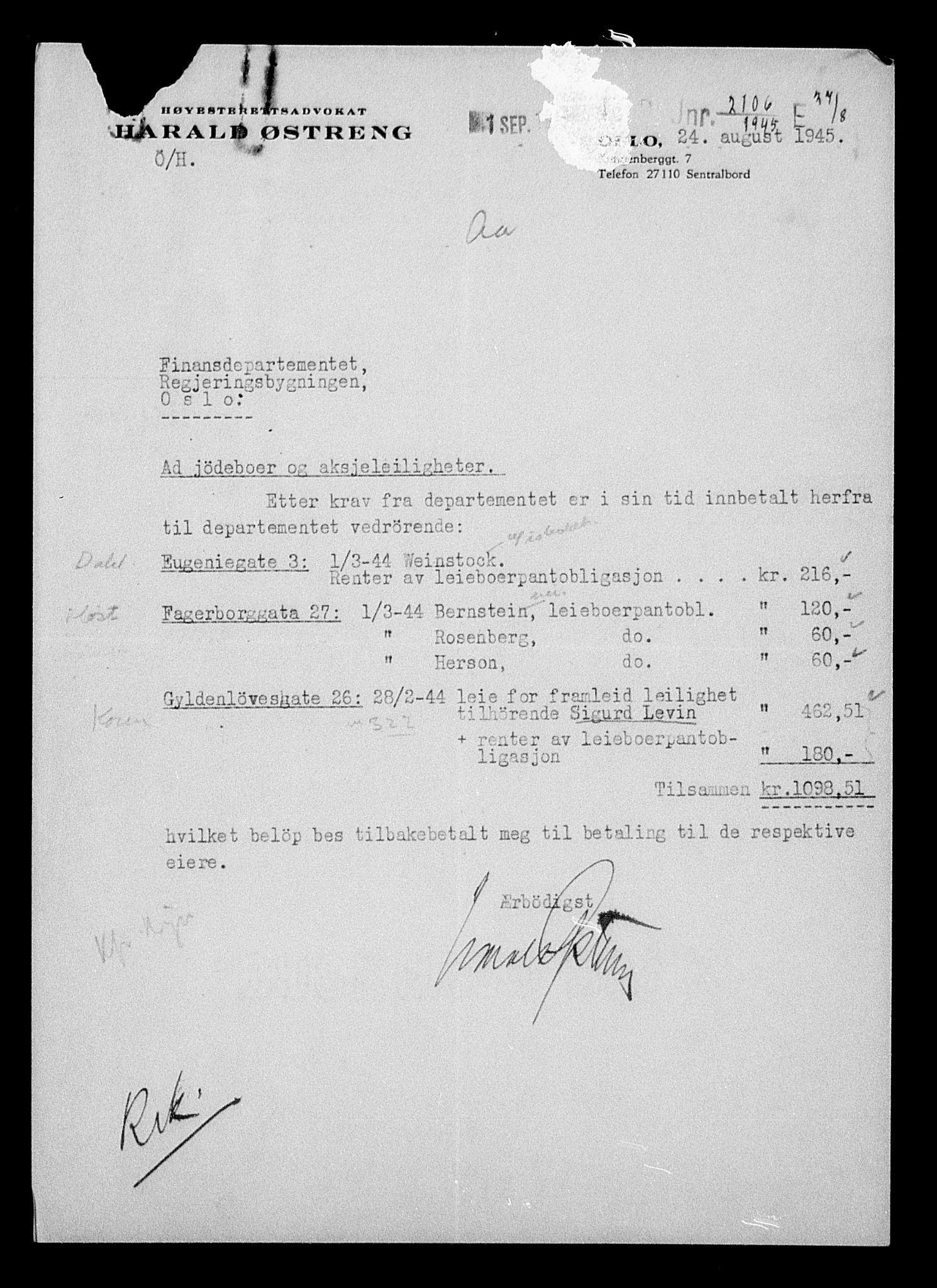 Justisdepartementet, Tilbakeføringskontoret for inndratte formuer, AV/RA-S-1564/H/Hc/Hcc/L0986: --, 1945-1947, p. 36