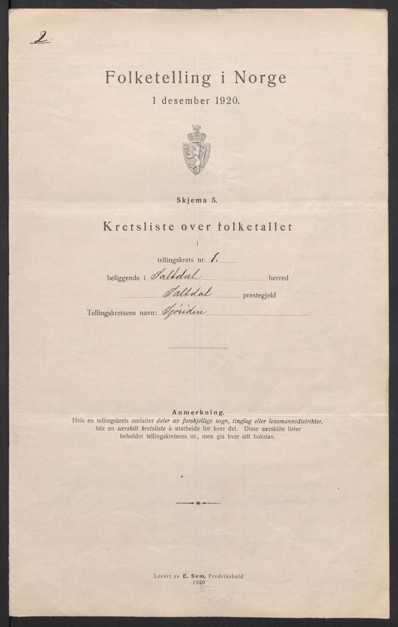 SAT, 1920 census for Saltdal, 1920, p. 26