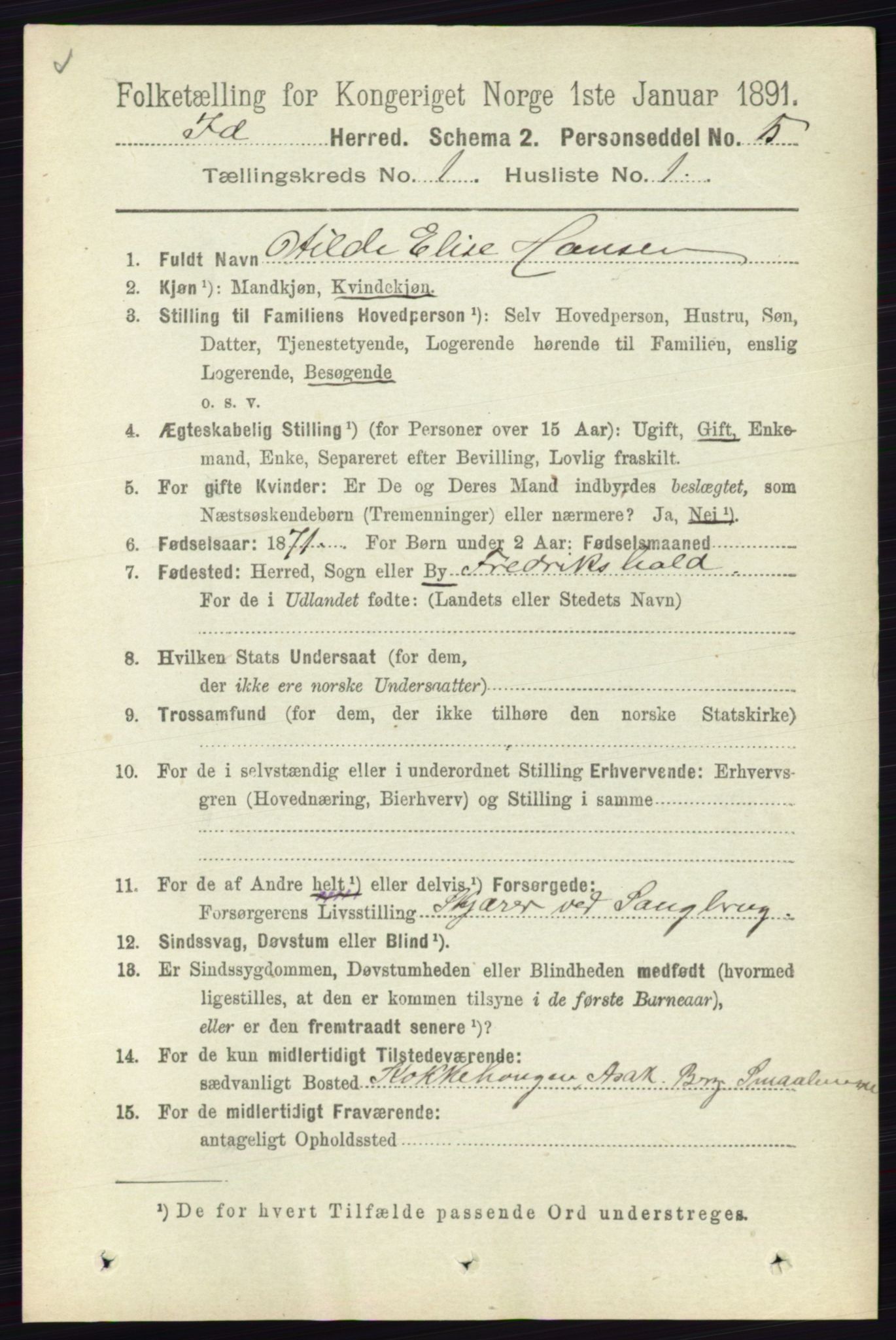 RA, 1891 census for 0117 Idd, 1891, p. 141