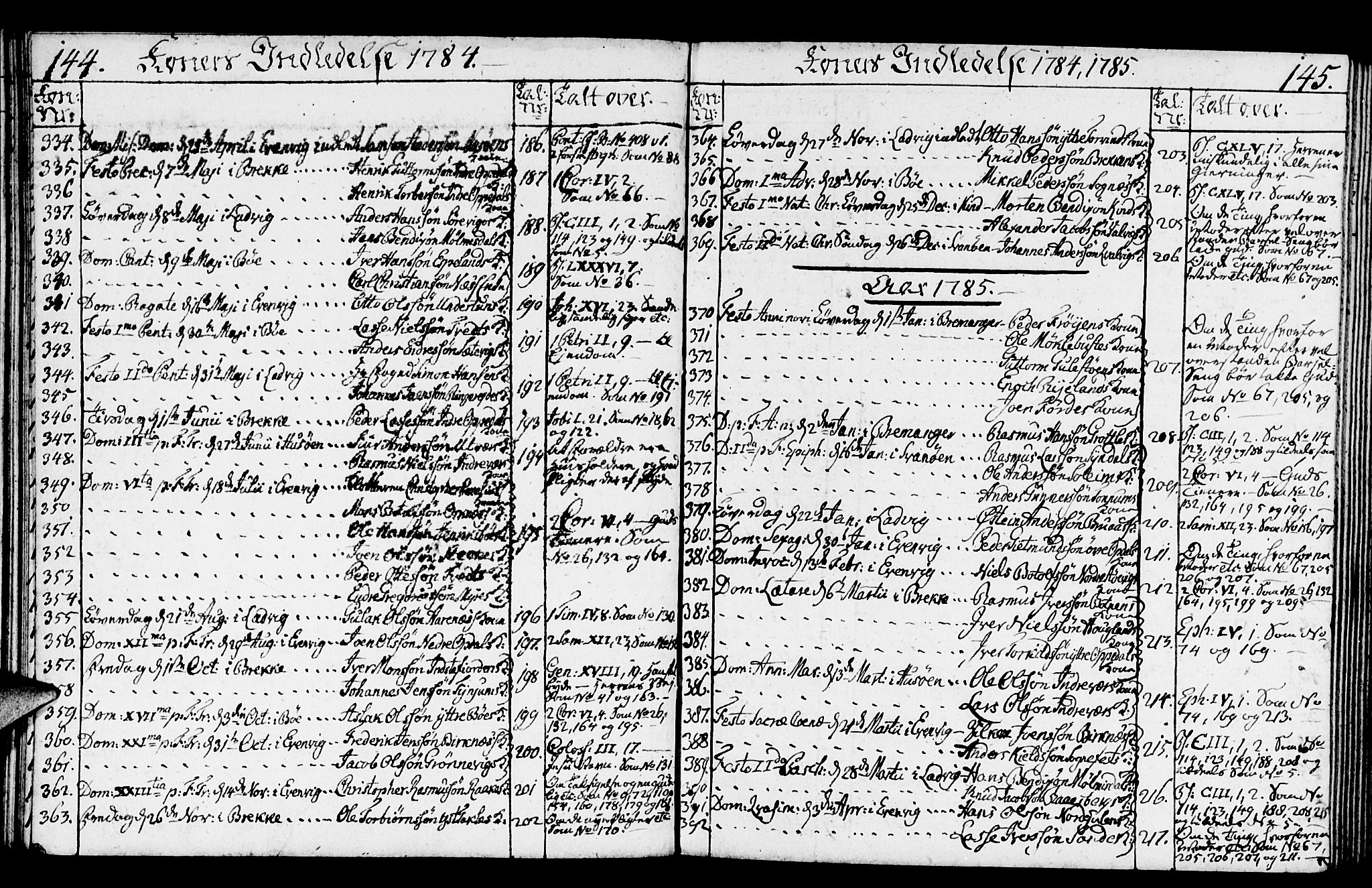 Gulen sokneprestembete, SAB/A-80201/H/Haa/Haaa/L0014: Parish register (official) no. A 14, 1779-1788, p. 144-145