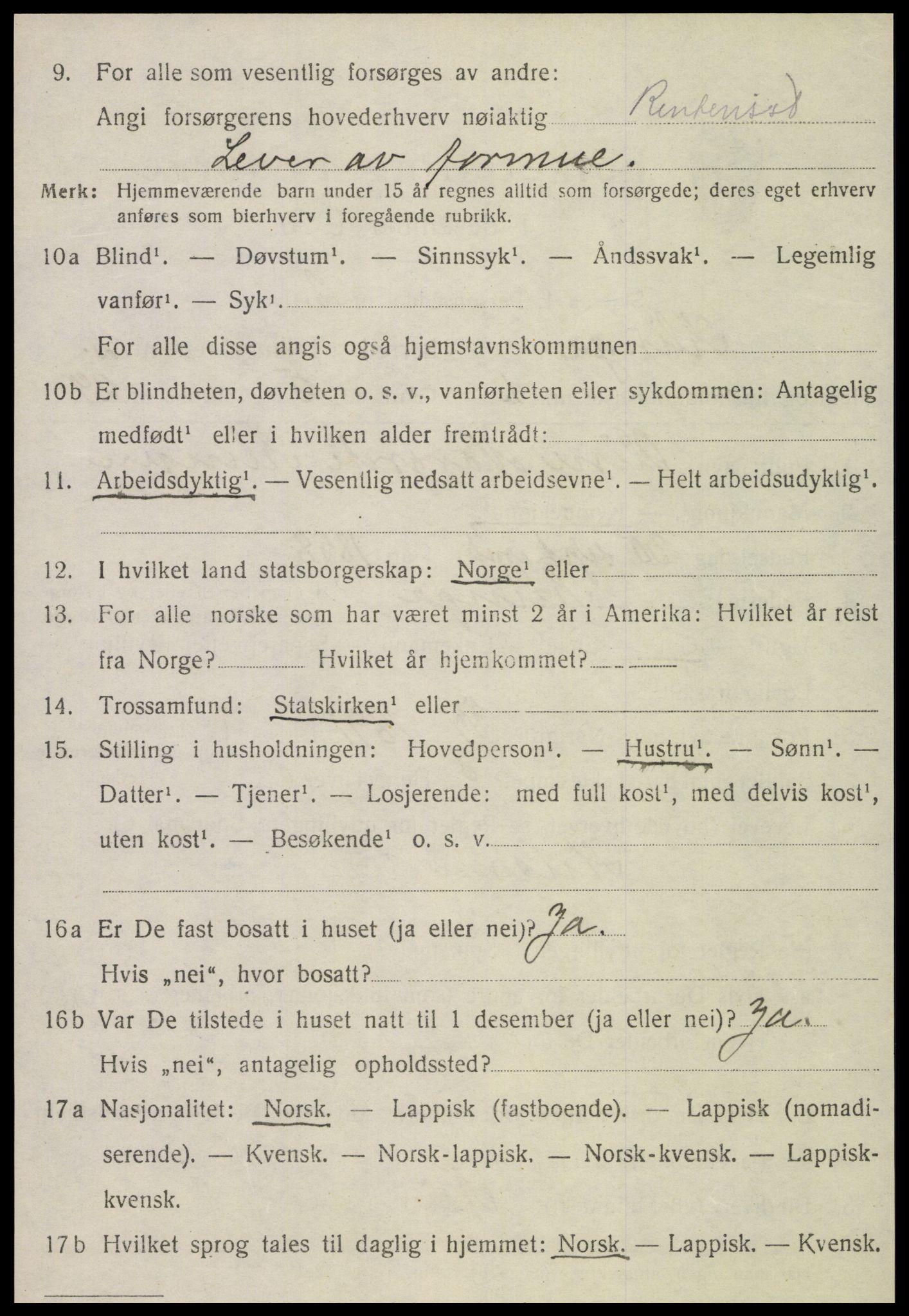 SAT, 1920 census for Klinga, 1920, p. 1418