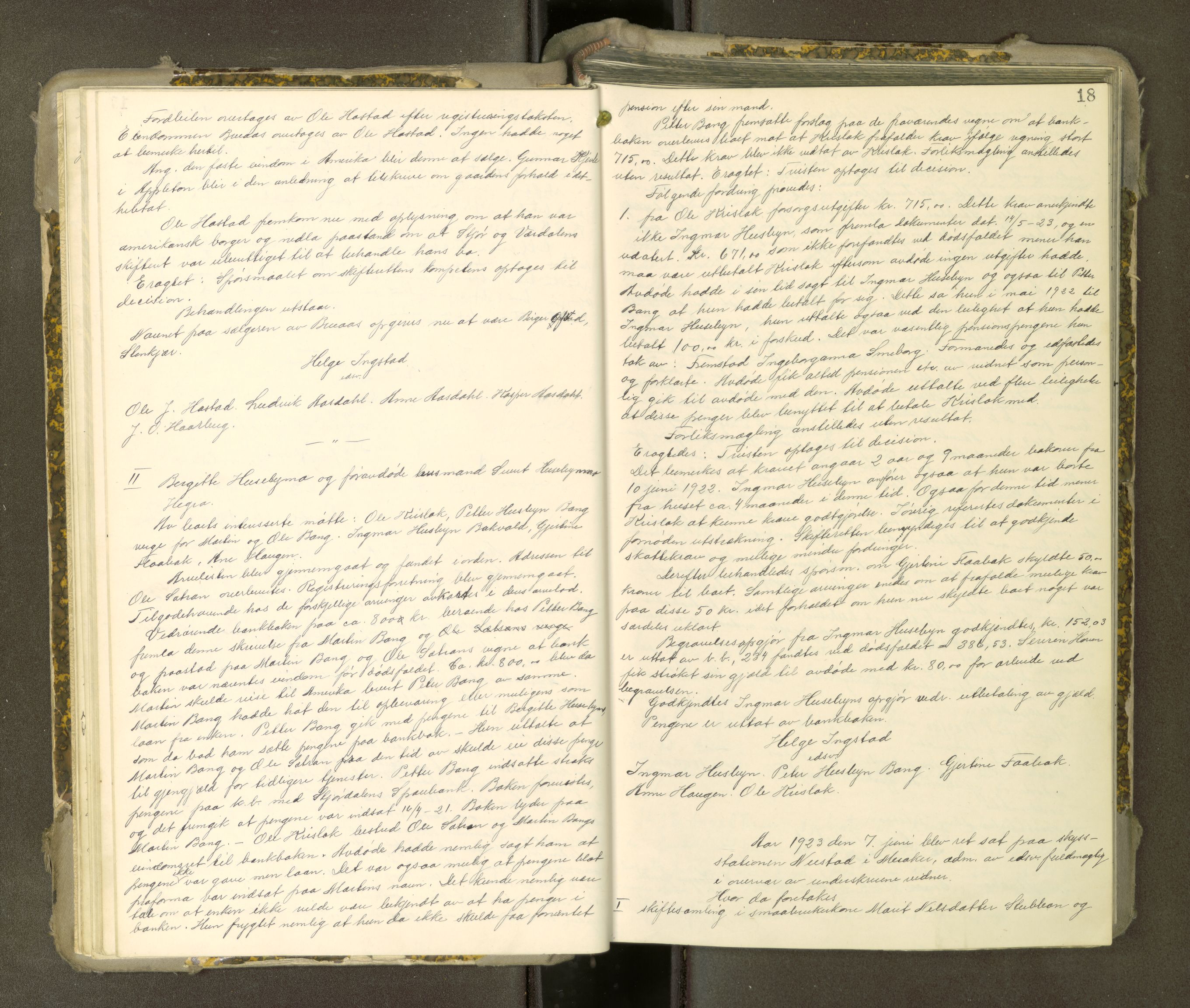 Stjør- og Verdal sorenskriveri, AV/SAT-A-4167/1/3/3B/L0014: Skifteforhandlingsprotokoll, 1922-1926, p. 18