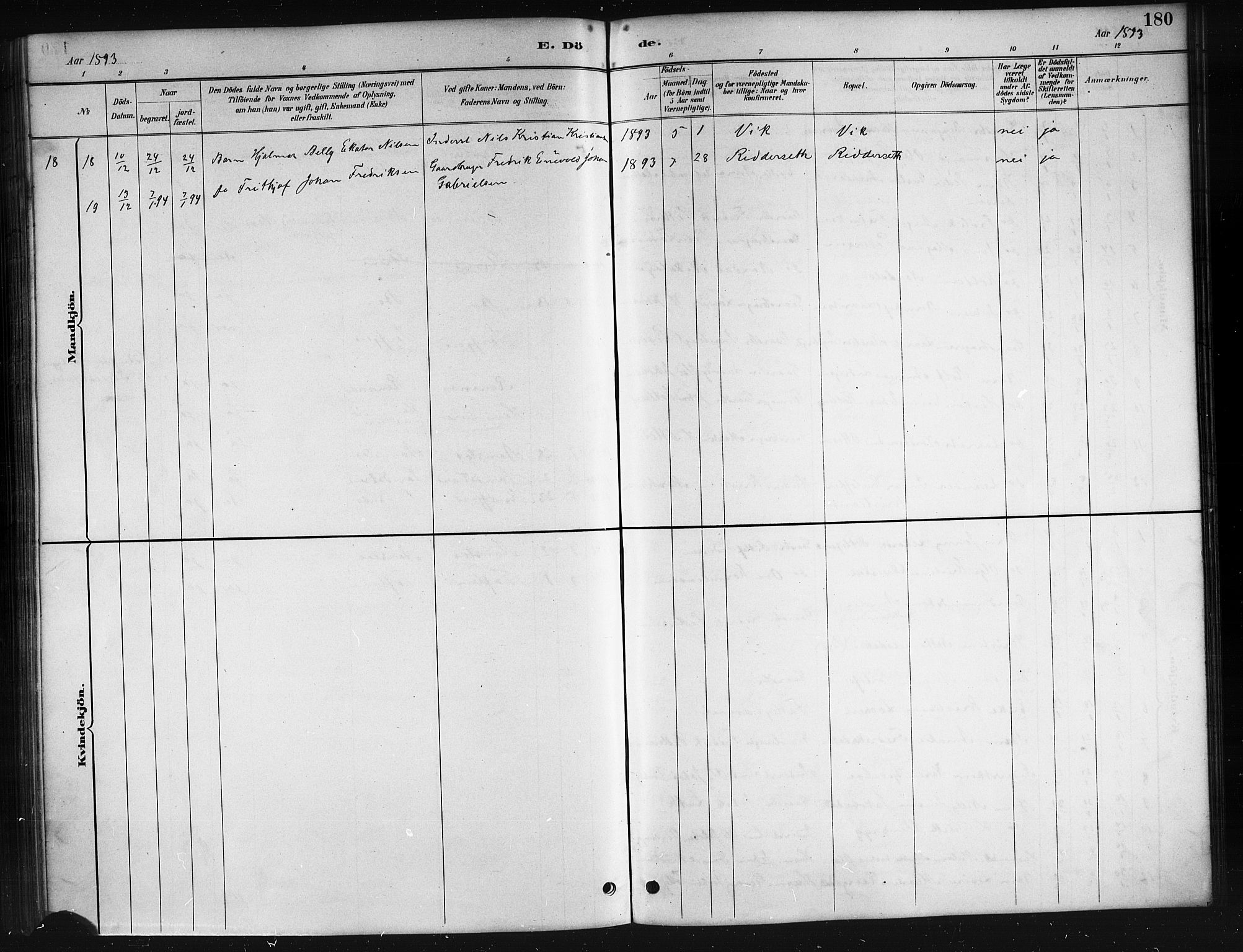 Ministerialprotokoller, klokkerbøker og fødselsregistre - Nordland, AV/SAT-A-1459/895/L1382: Parish register (copy) no. 895C04, 1885-1896, p. 180