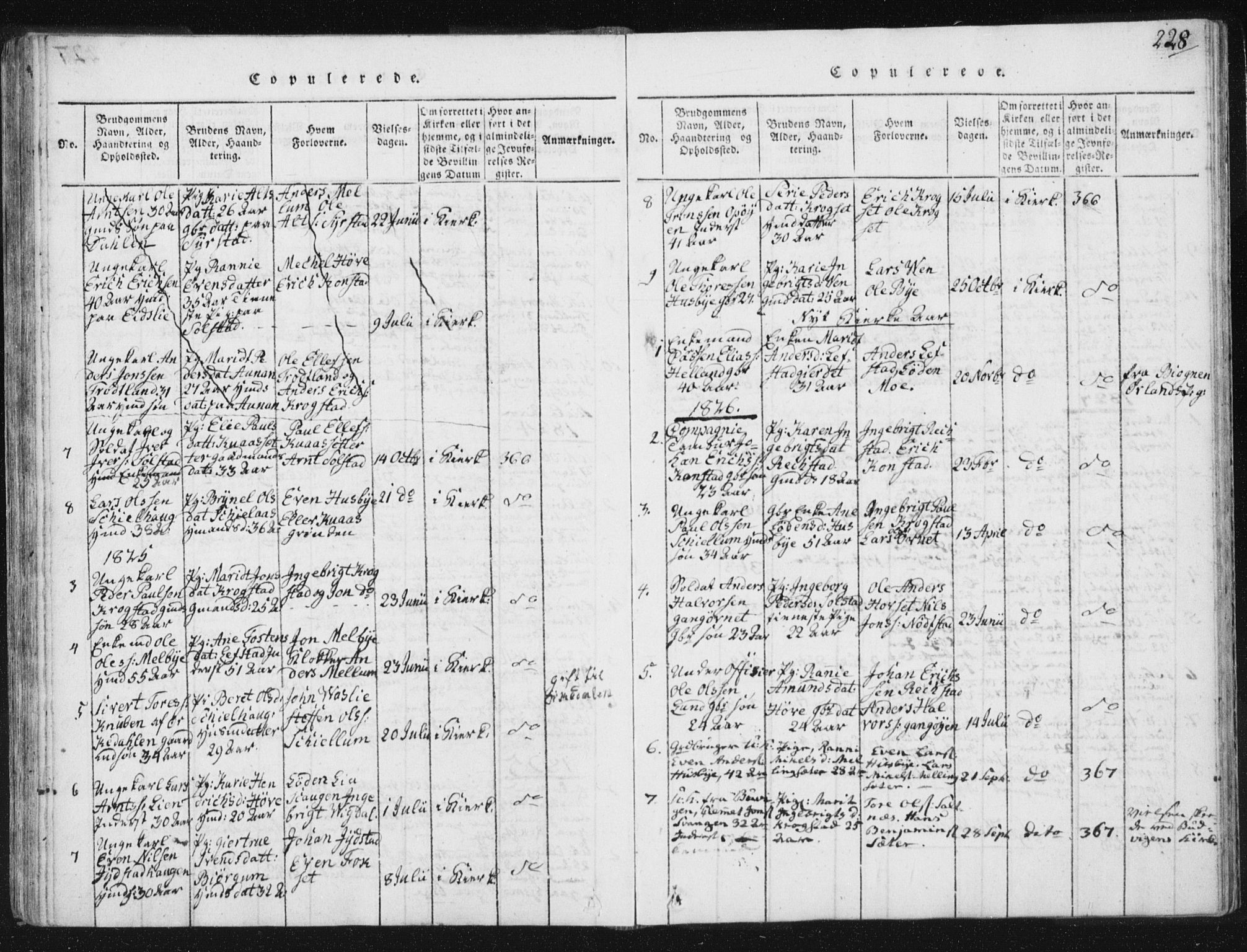 Ministerialprotokoller, klokkerbøker og fødselsregistre - Sør-Trøndelag, SAT/A-1456/665/L0770: Parish register (official) no. 665A05, 1817-1829, p. 228
