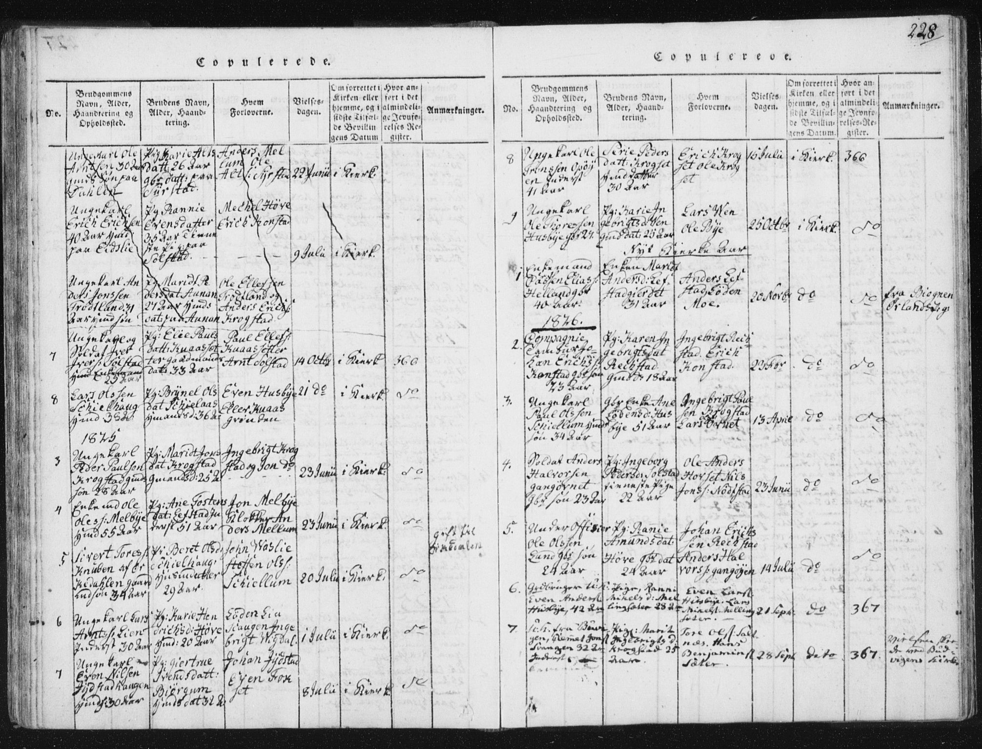 Ministerialprotokoller, klokkerbøker og fødselsregistre - Sør-Trøndelag, AV/SAT-A-1456/665/L0770: Parish register (official) no. 665A05, 1817-1829, p. 228