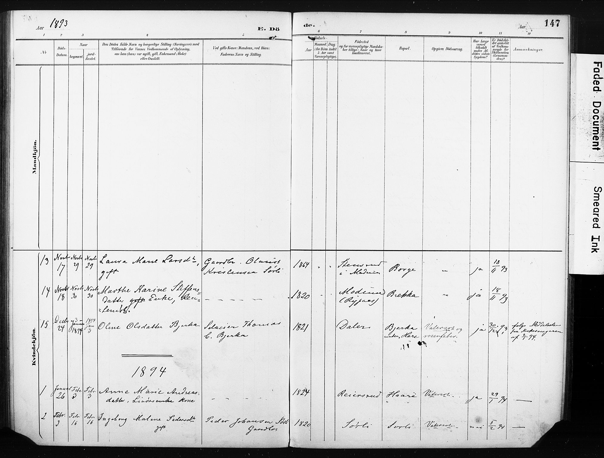 Eiker kirkebøker, AV/SAKO-A-4/F/Fc/L0002: Parish register (official) no. III 2, 1889-1897, p. 147