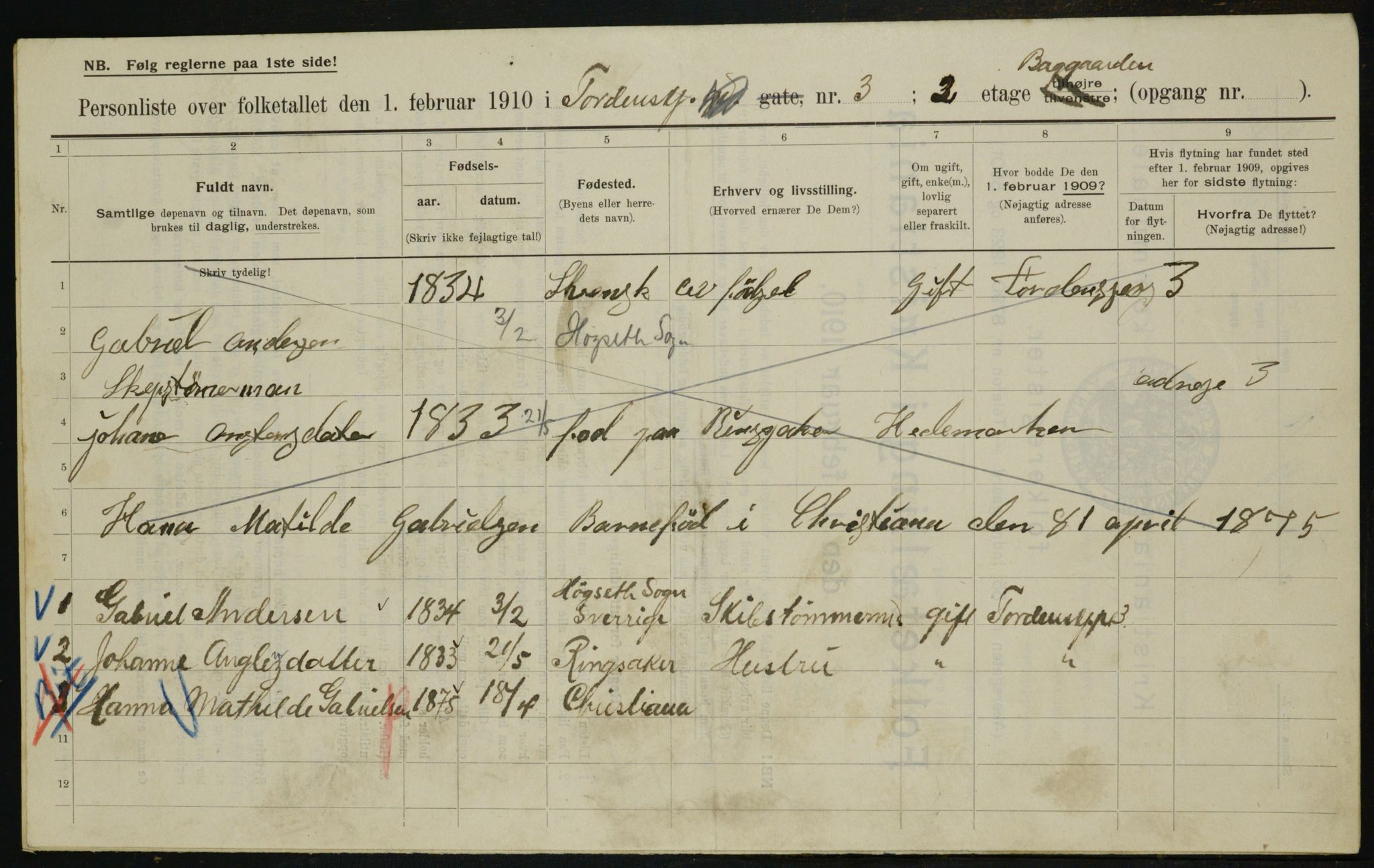 OBA, Municipal Census 1910 for Kristiania, 1910, p. 108067