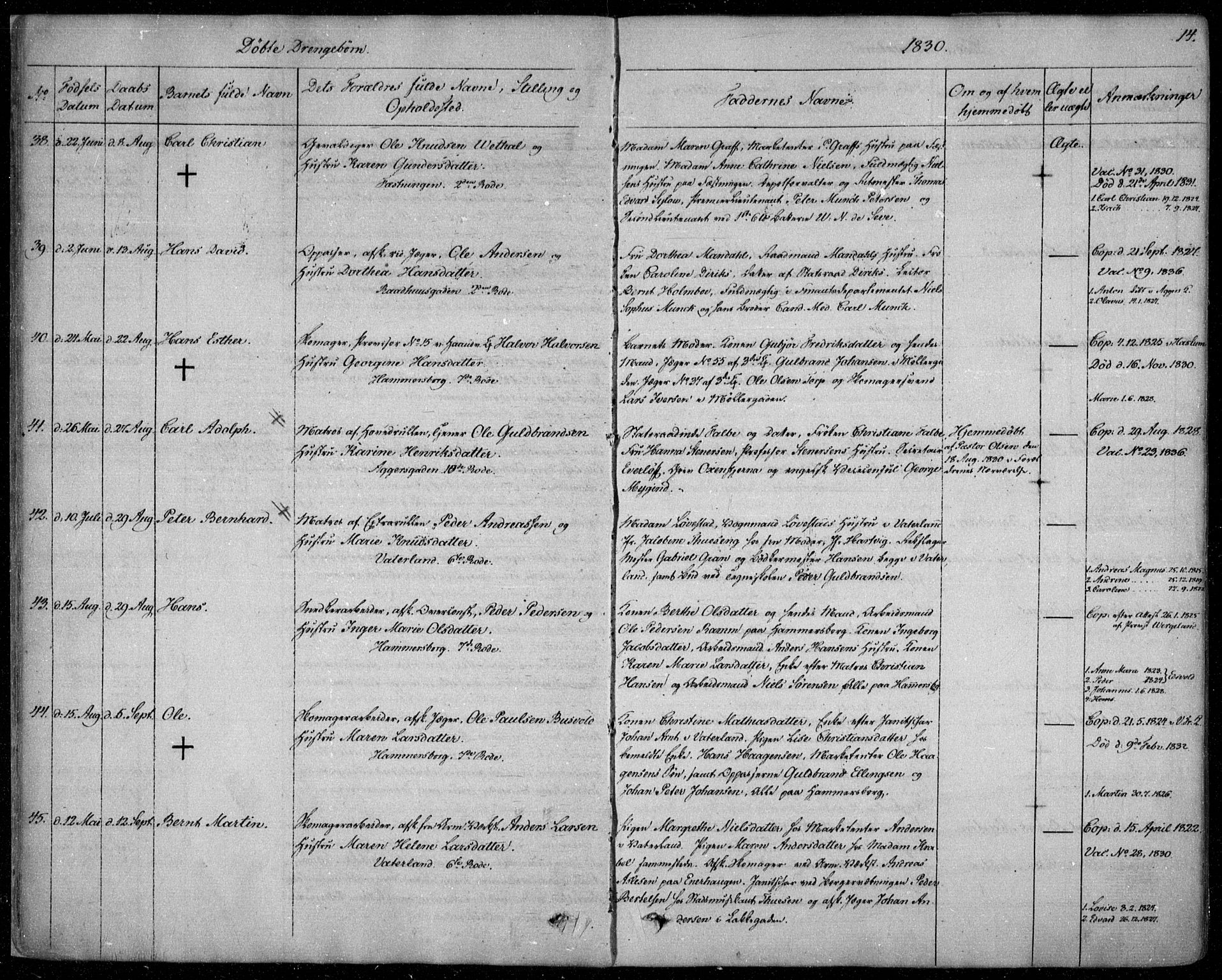 Garnisonsmenigheten Kirkebøker, SAO/A-10846/F/Fa/L0006: Parish register (official) no. 6, 1828-1841, p. 14